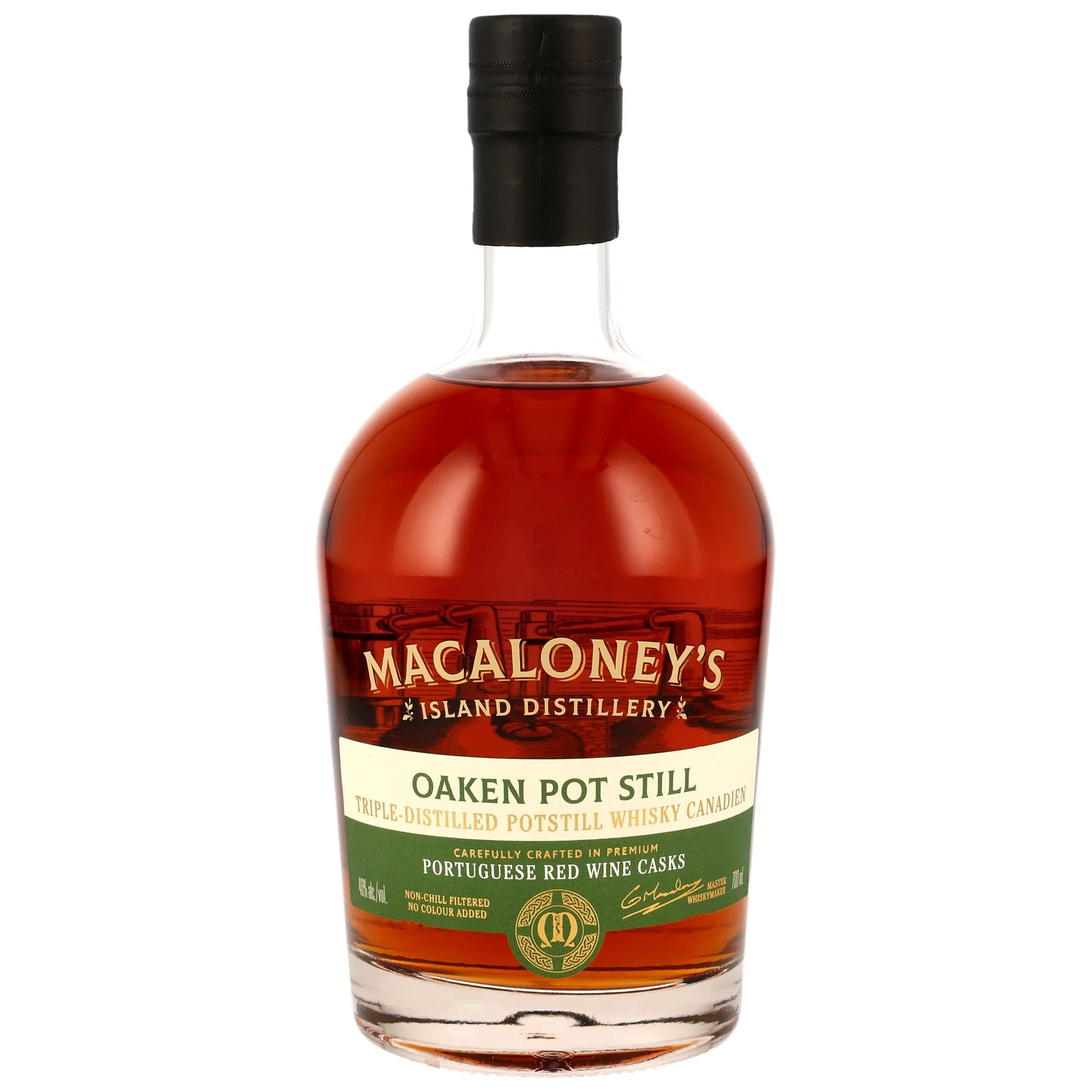Macaloney's Island Distillery Oaken Potstill Canadian Single Malt, Portuguese Red Wine Cask, Batch No. 1, 46%