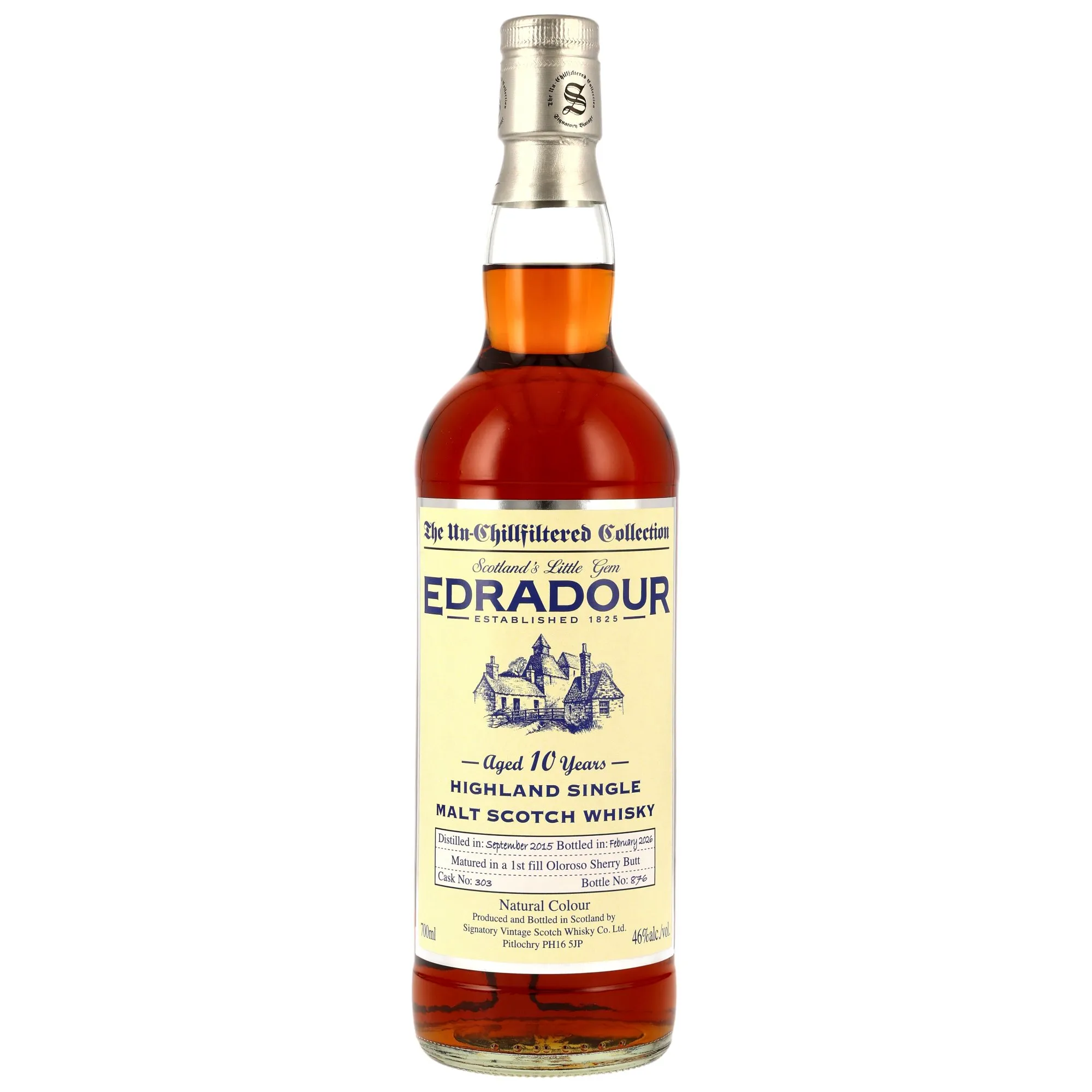 Edradour 2015/2026 - 10 Jahre - 1st Fill Oloroso Sherry Butt #303 - Sig un-chill (ohne Tube)