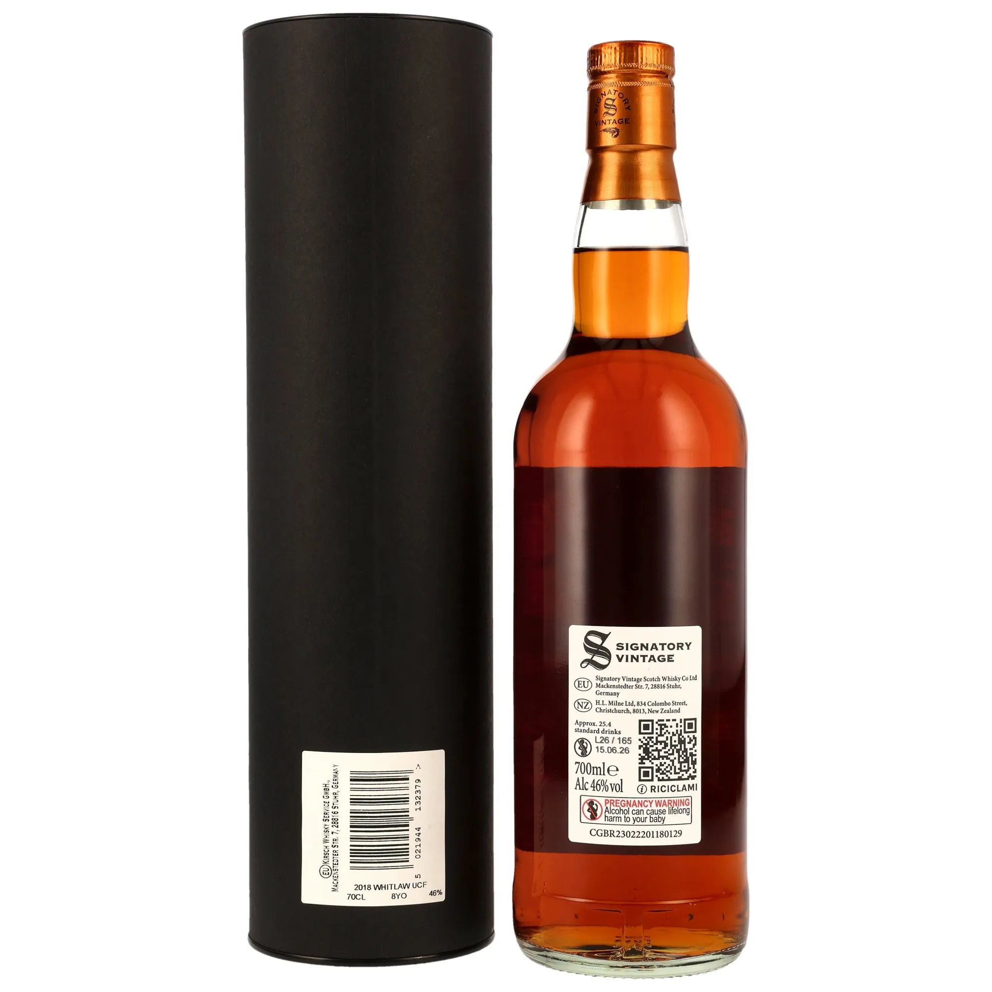 Whitlaw 2018/2026 - 8 Year Old - 1st Fill PX Sherry Butts Finish - Sig un-chill