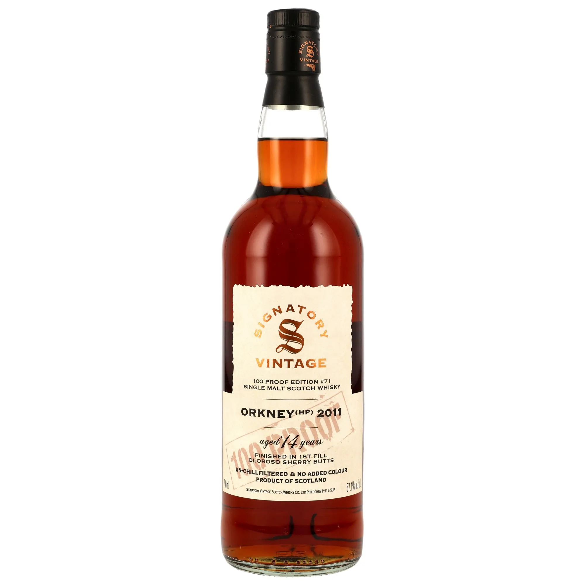 Highland Park 100 PROOF Edition No. 71 14 Year Old, Oloroso Sherry Cask, 2011, Signatory, 57.1%