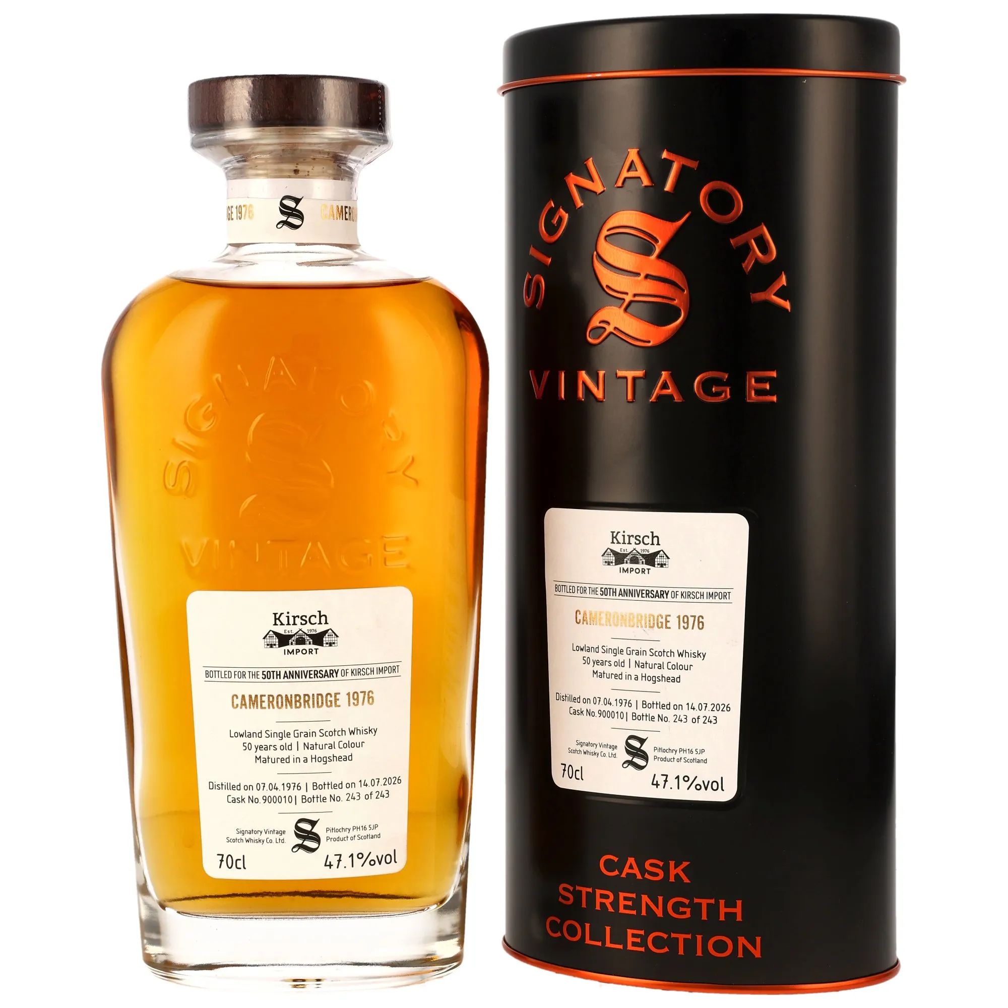 Cameronbridge 1976/2026 - 50 Year Old - Single Grain - Hogshead #900010 - Sig CS - 50th Anniversary Kirsch Import
