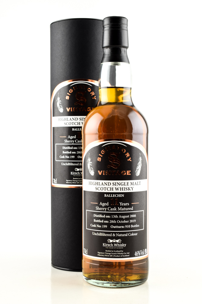 Ballechin 11 year old 2008/2019 Sherry Cask #199 Vintage Signatory 46%vol. 0,7l