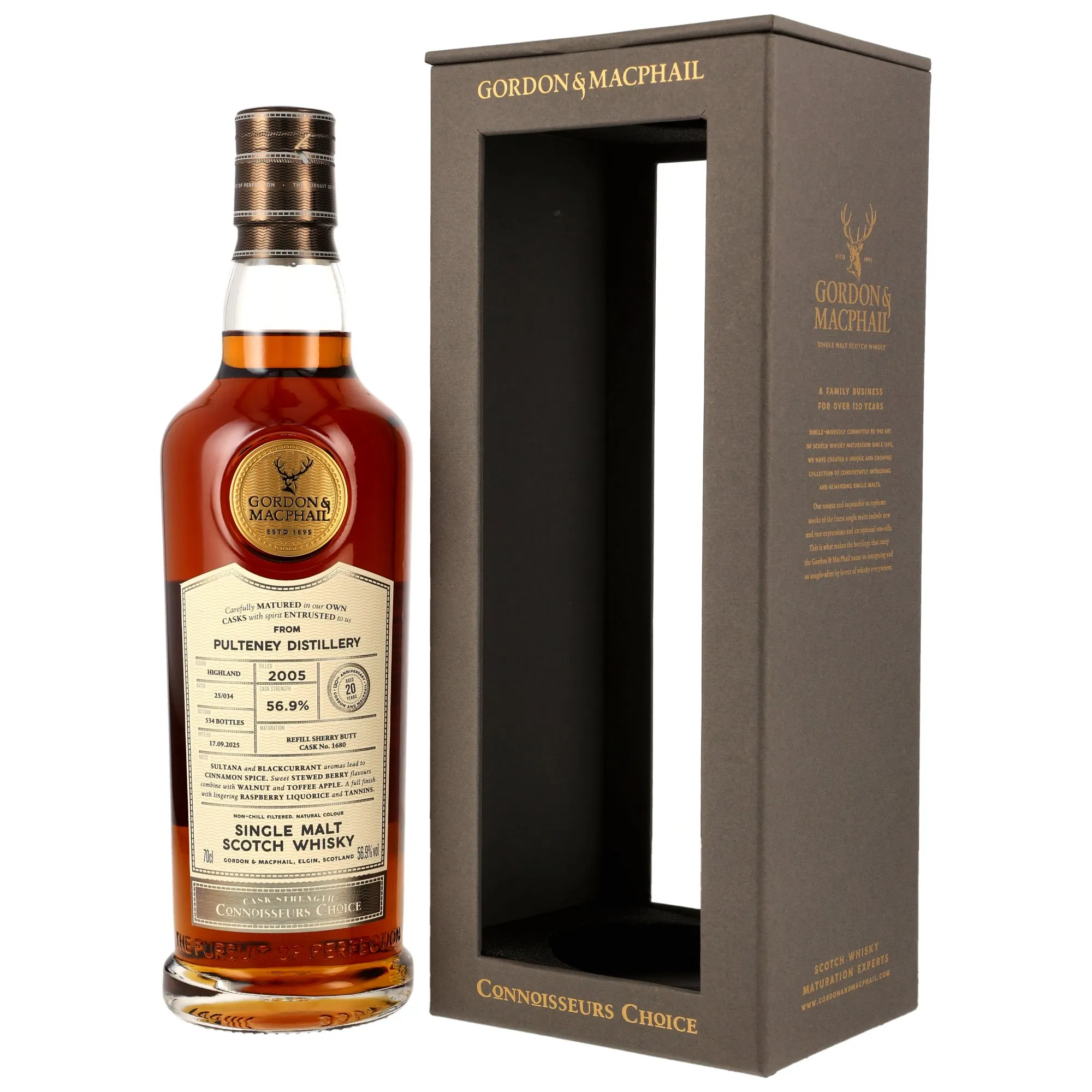 Pulteney Connoisseurs Choice 20 Year Old, Refill Sherry Butt Cask, Cask #1680, 2005, Gordon & MacPhail, 56.9%