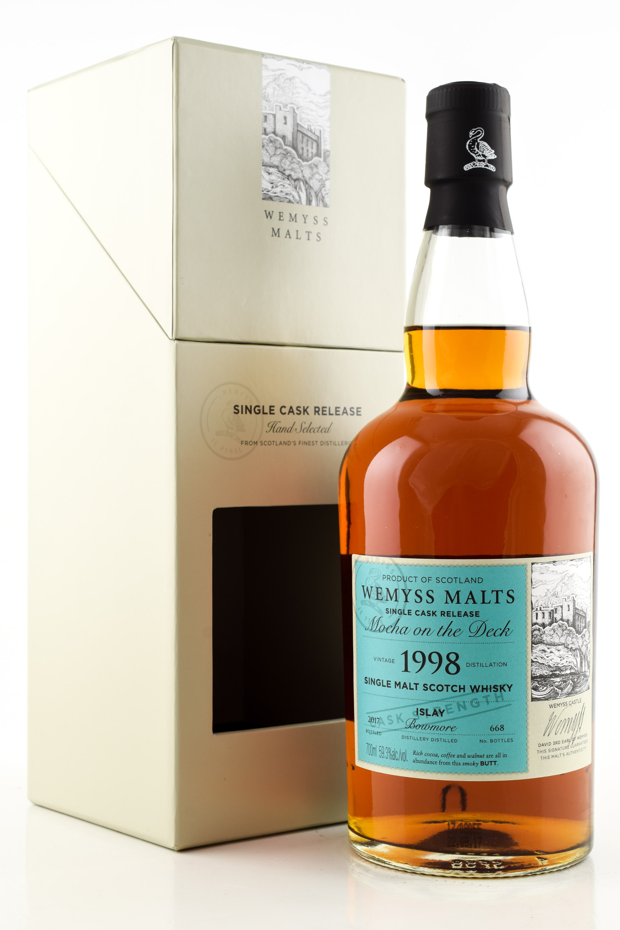 "Mocha on the Deck" 1998/2017 Single Sherry Butt Bowmore Wemyss Malts 59,3%vol. 0,7l