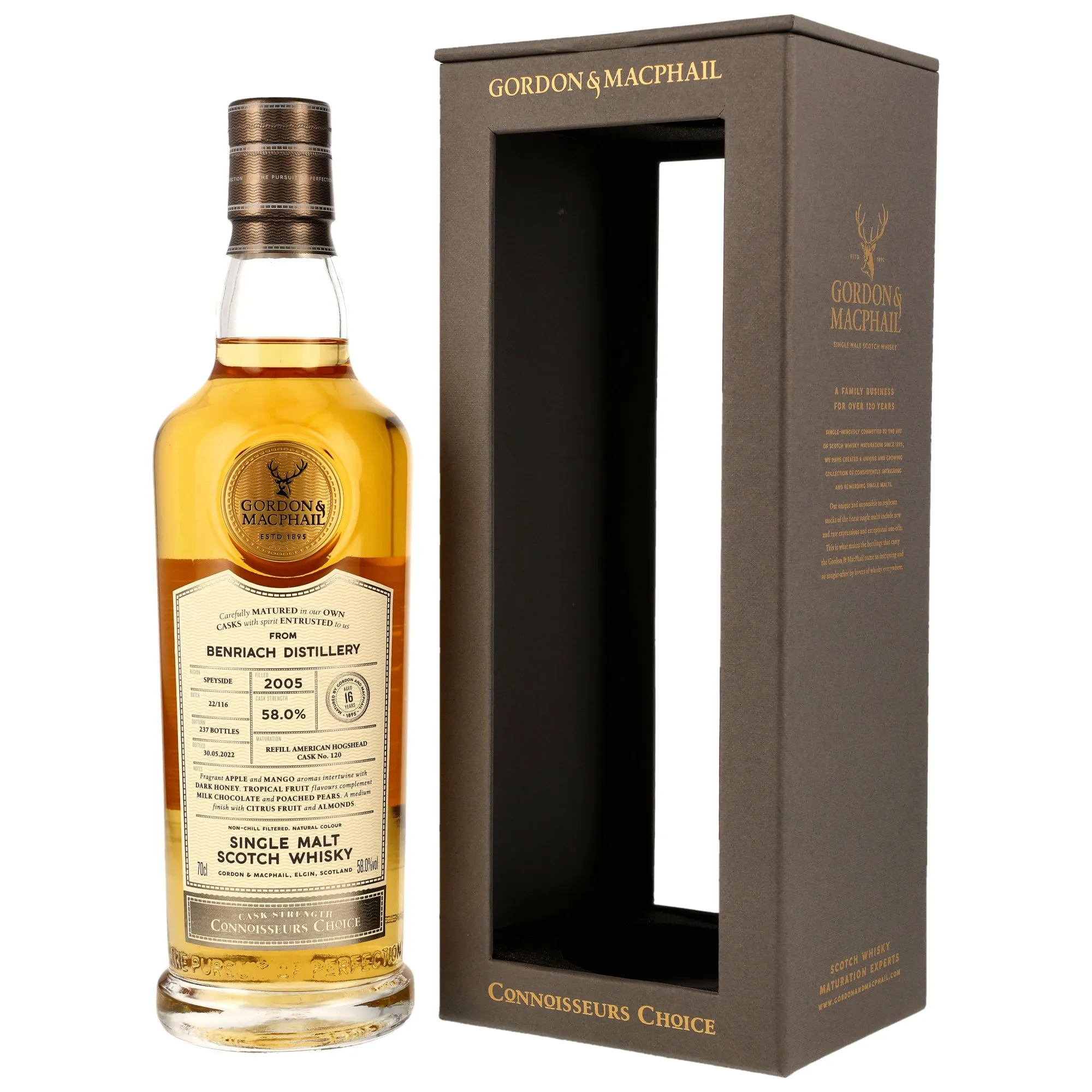 Benriach Connoisseurs Choice 16 Year Old, Refill American Hogshead Cask, Cask #120, 2005, Gordon & MacPhail, 58%