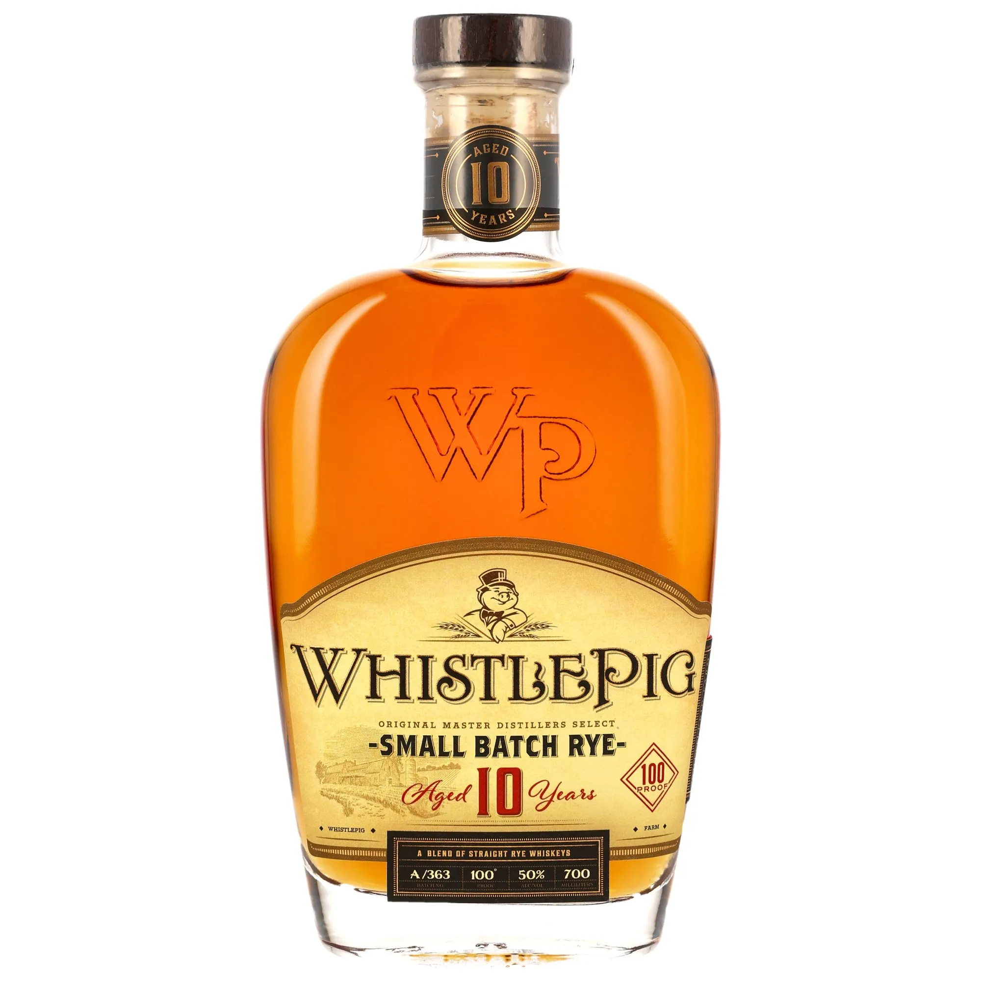 WhistlePig Small Batch Rye 10 Year Old, New American Oak Bourbon Cask, Batch No. A/363, 50%