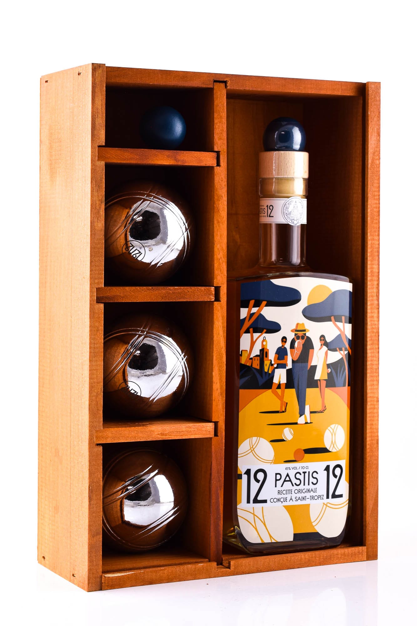12/12 Pastis de Saint-Tropez Conçue à Saint-Tropez - Pétanque Boule Set