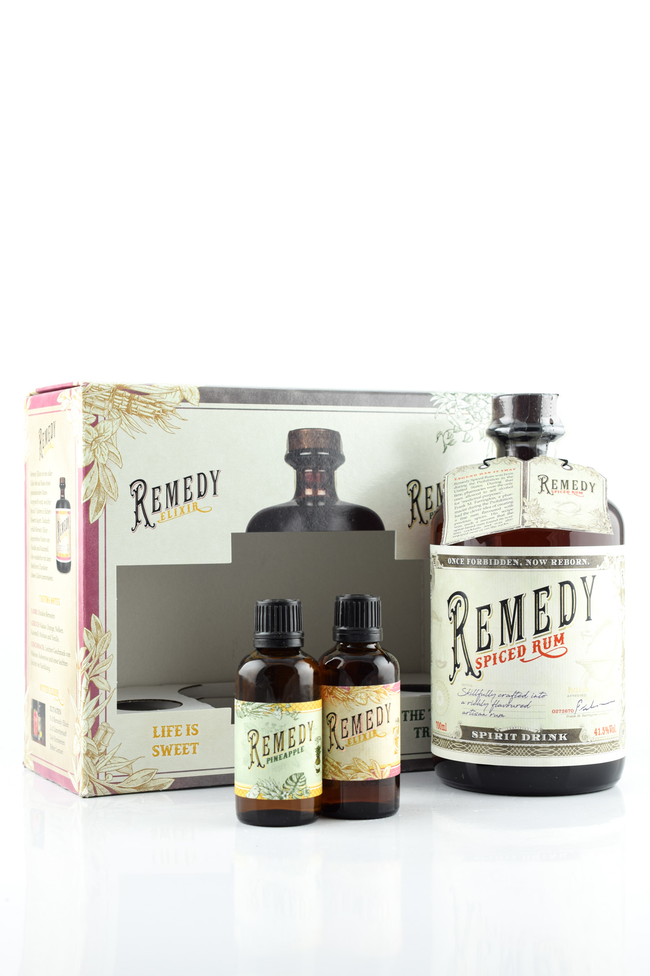 Remedy Spiced Rum 41,5%vol. 0,7l incl. 2 miniatures 0,05l Remedy Spiced Rum 41,5%vol. 0,7l incl. 2 miniatures 0,05l