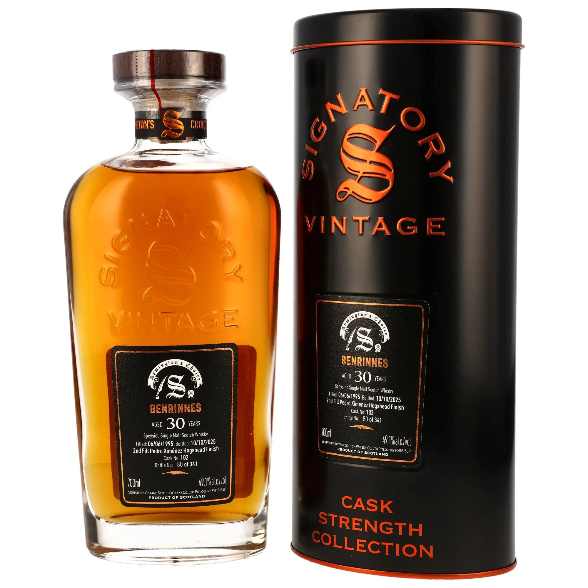 Benrinnes 1995/2025 - 30 Year Old - 2nd Fill PX Cask Finish #102 - Signatory Symingtons Choice
