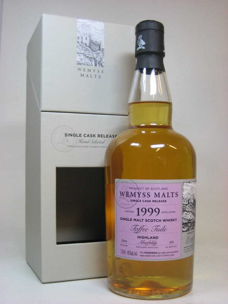 "Toffee tuile" 1999/2014 Aberfeldy Single Cask Wemyss Malts 46% vol. 0,7l "Toffee tuile" 1999/2014 Aberfeldy Single Cask Wemyss Malts 46% vol. 0,7l