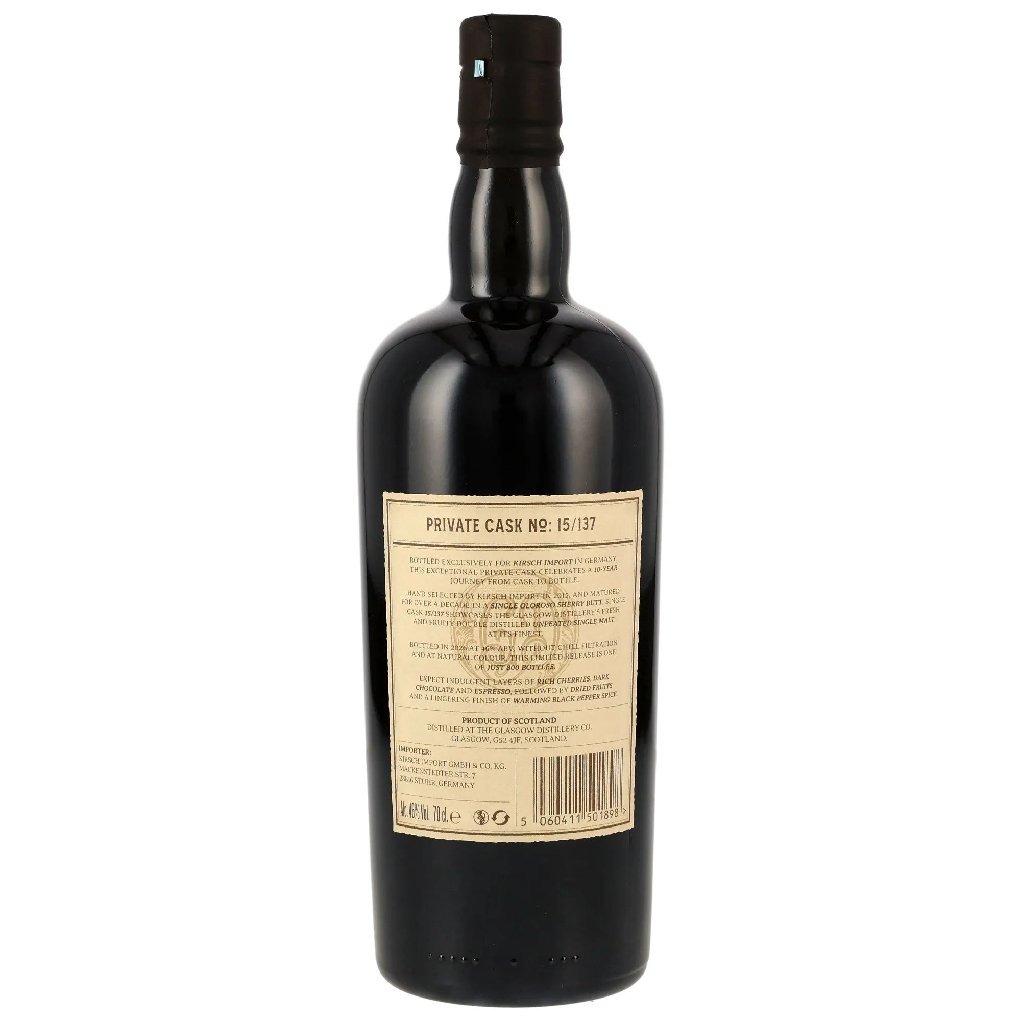Glasgow 1770 - 2015/2026 - 10 Jahre - Oloroso Sherry Butt #15/137 - Kirsch