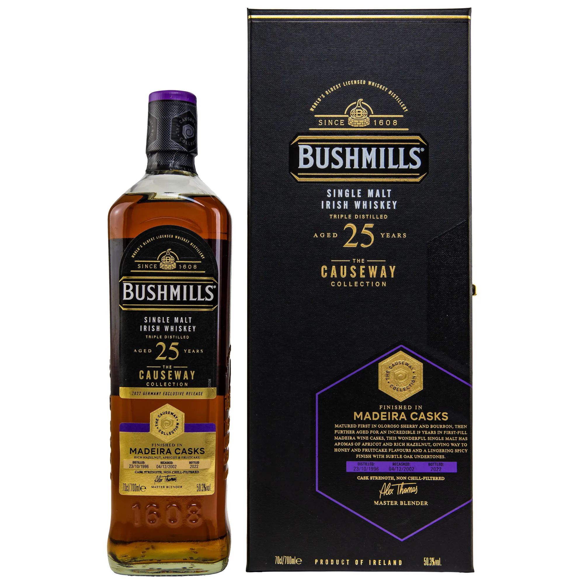 Bushmills The Causeway Collection 25 Year Old, Oloroso Sherry, Bourbon & Madeira Cask, 2022, 50.3%