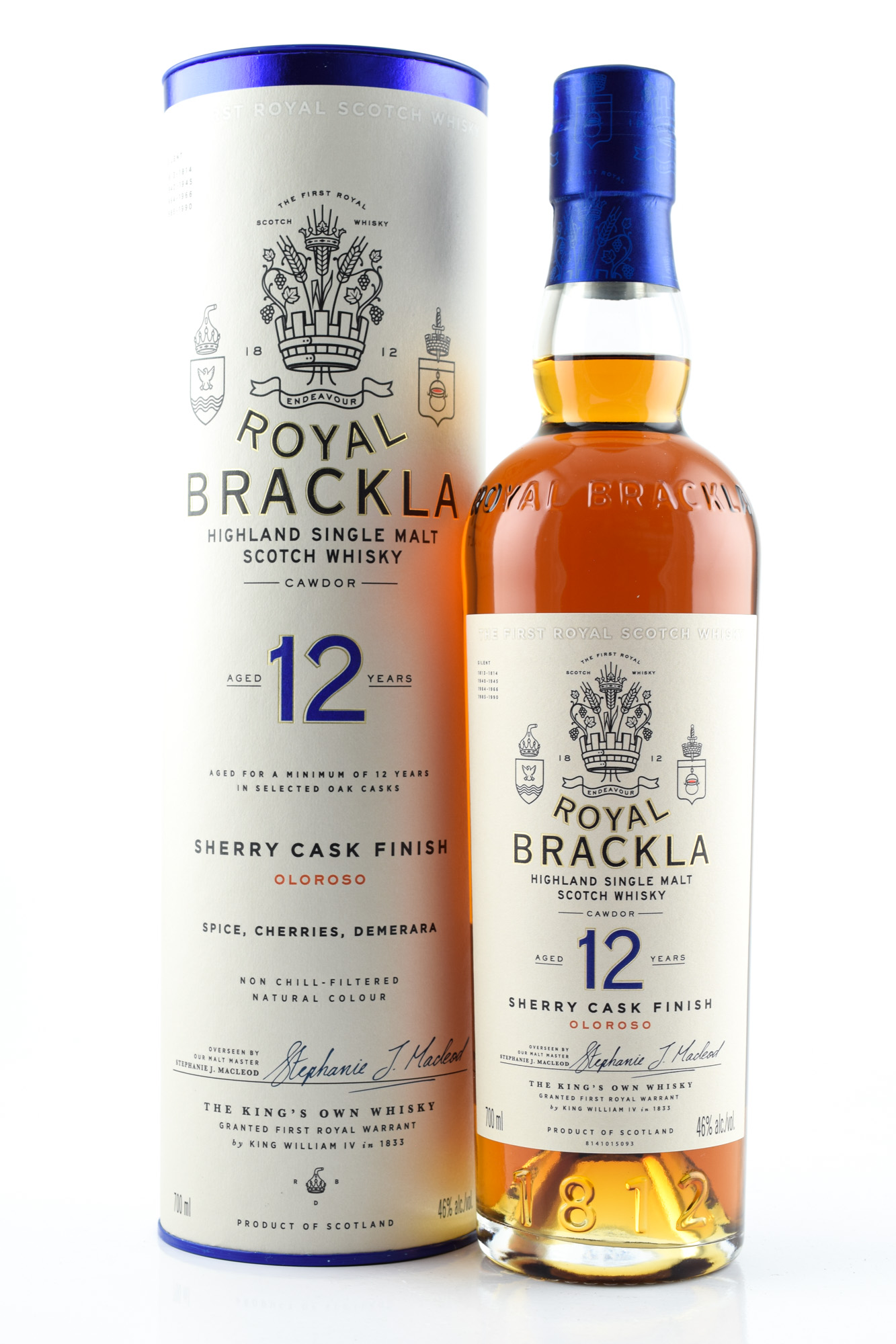 Royal Brackla Oloroso Cask Finish 12 Year Old, American Oak & Oloroso Sherry Cask, 2022, 46%