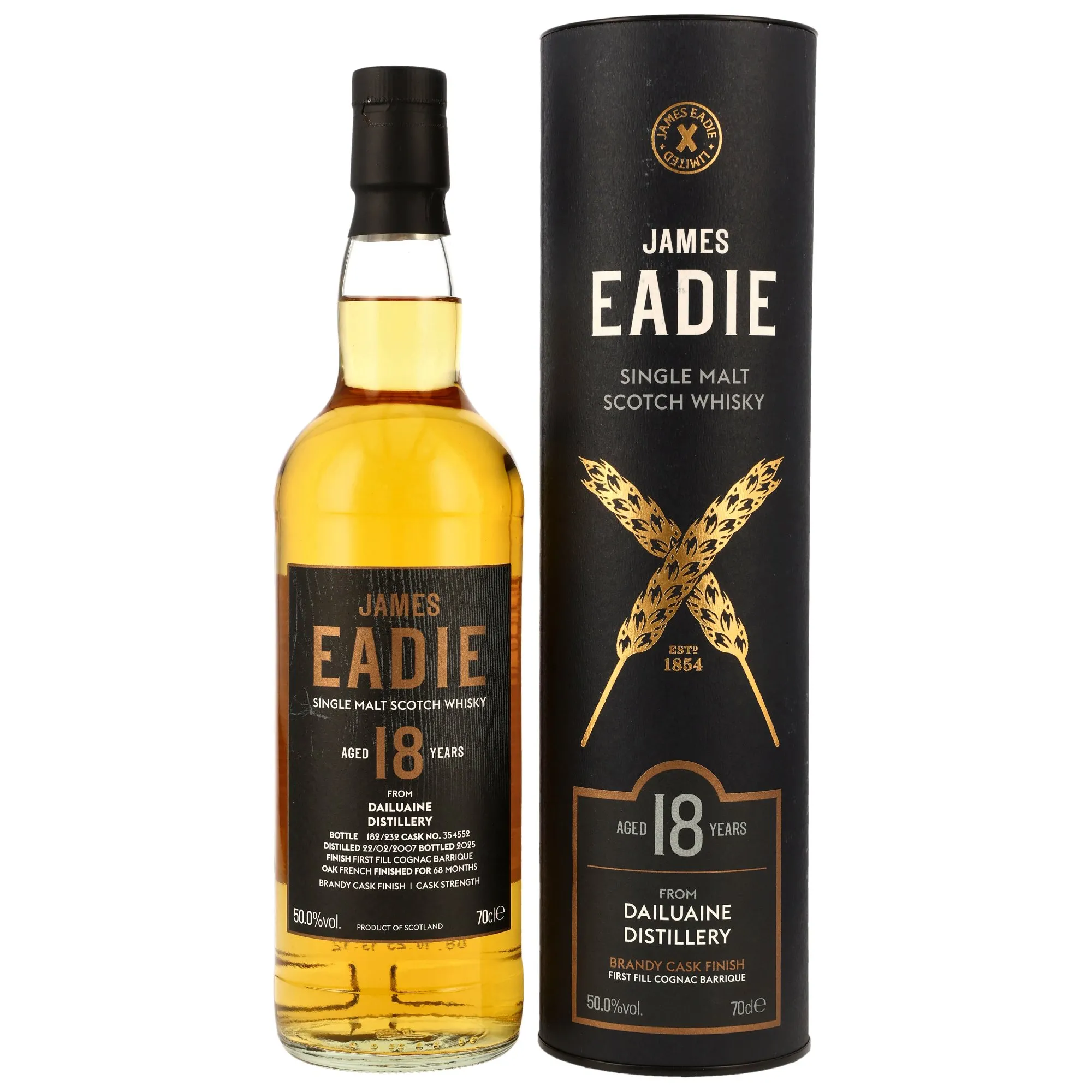 Dailuaine 1st Fill Cognac Barrique 18 Year Old, Cognac Barrique Cask, Cask #354552, 2007, James Eadie, 50%