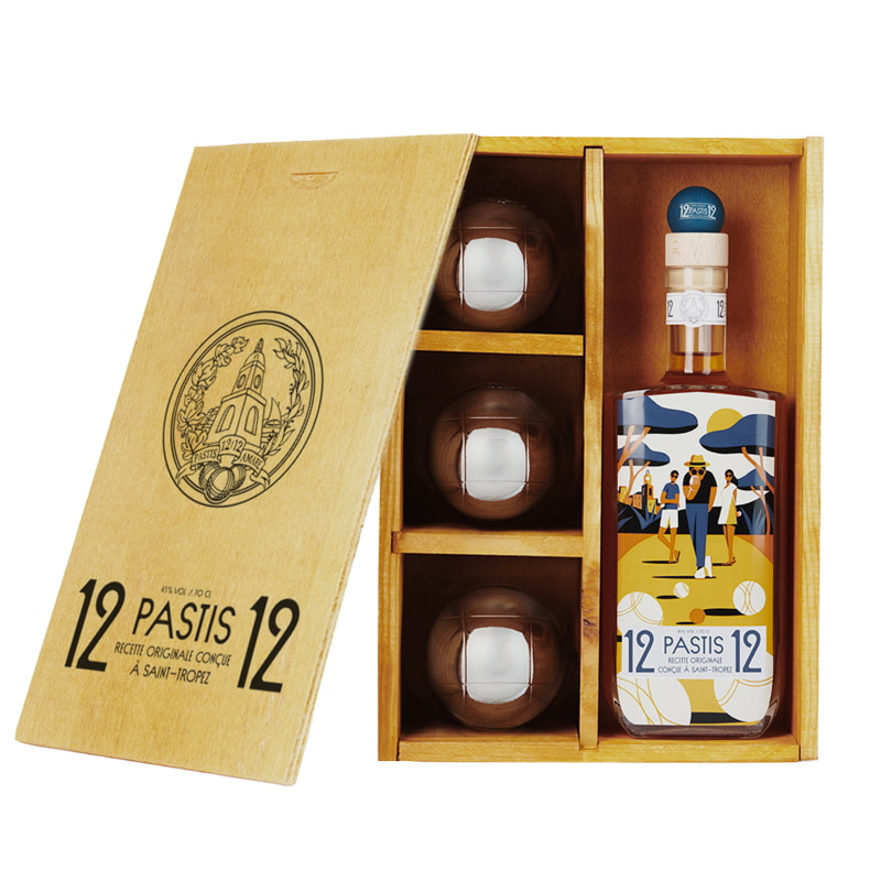 12/12 Pastis de Saint-Tropez Conçue à Saint-Tropez - Pétanque Boule Set