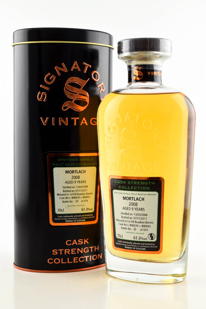 Mortlach 9 Jahre 2008/2017 1st-fill Bourbon Barrels #800039 & #800043 Signatory Cask Strength Coll.