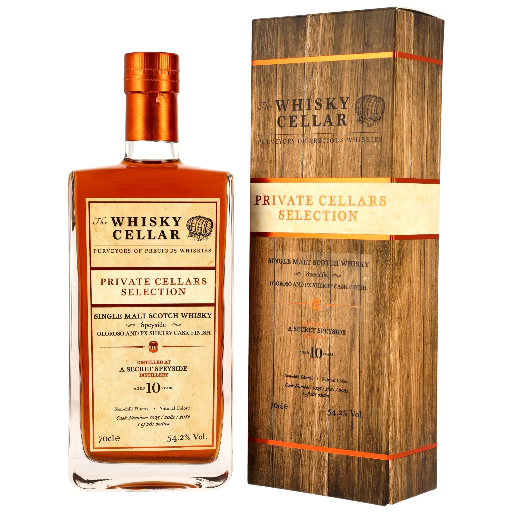 Speyside 10 Year Old - Oloroso & PX Casks Finish #1025, 2081, 2082 (The Whisky Cellar)