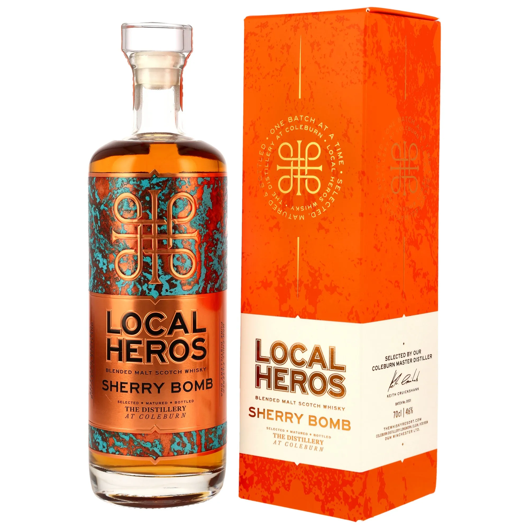 Coleburn Local Heros Sherry Bomb, Oloroso Sherry & Refill Cask, Batch No. 2021, 2021, 46%