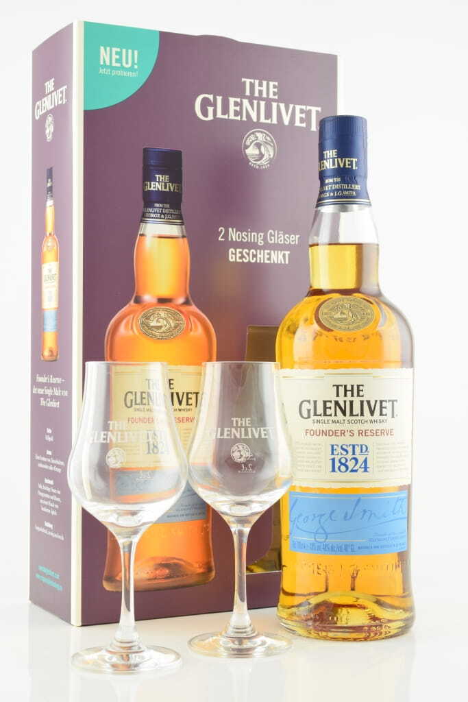 Glenlivet Founder's Reserve 40% vol. 0.7l 2 nosing glasses Glenlivet Founder's Reserve 40% vol. 0.7l 2 nosing glasses