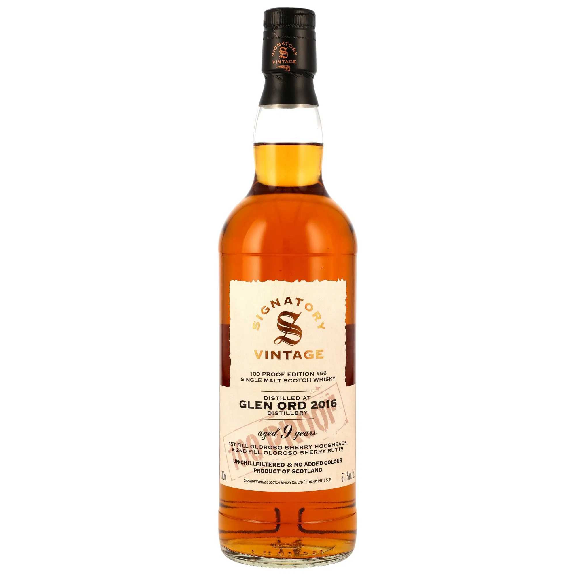 Glen Ord 100 Proof Edition 9 Year Old, Oloroso Sherry Cask, Edition No. 66, 2016, Signatory, 57.1%