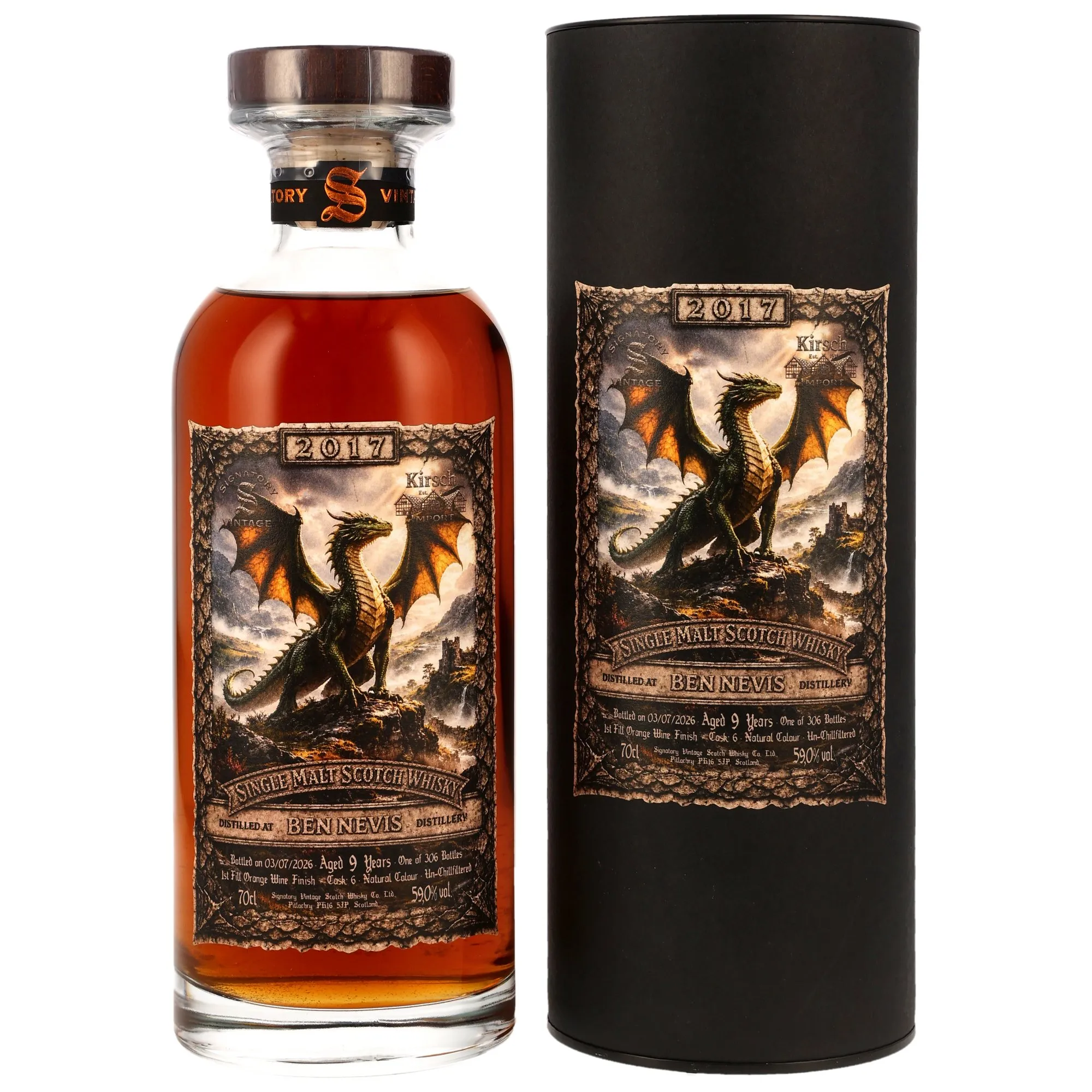 Ben Nevis 2017/2026 - 9 Year Old - 1st Fill Orange Wine Cask Finish #6 - Sig - KIRSCH DRAGON