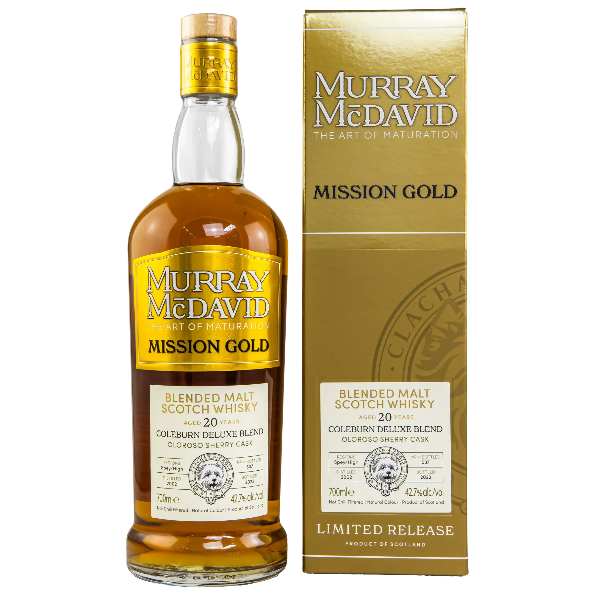 Murray McDavid Mission Gold Coleburn Deluxe Blend 20 Year Old, Oloroso Sherry Cask, 2002, Murray McDavid, 42.7%