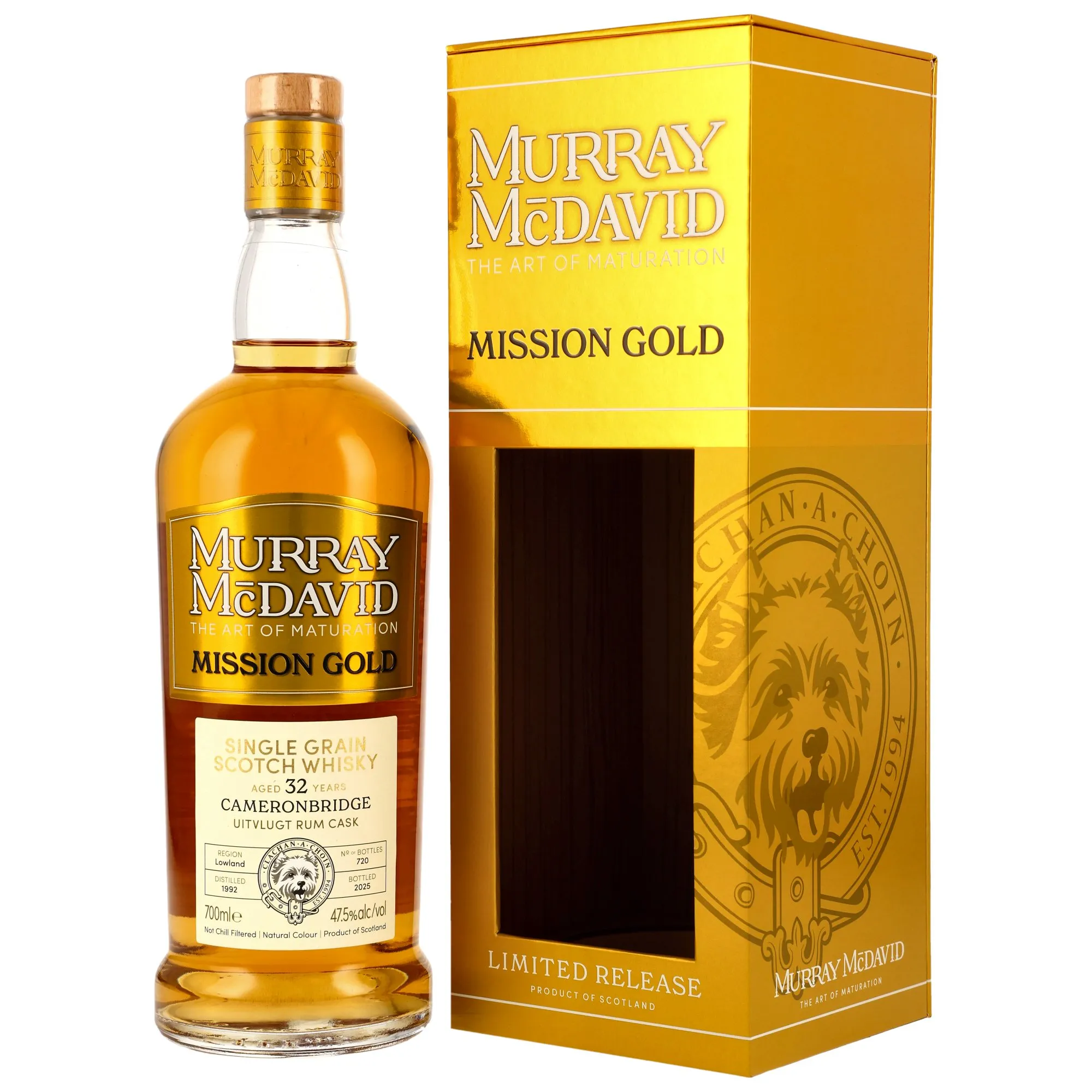 Cameronbridge Mission Gold 32 Year Old, Bourbon & Uitvlugt Rum Cask, Cask #2210052 & 2210053 & 115048A, 1992, Murray McDavid, 47.5%