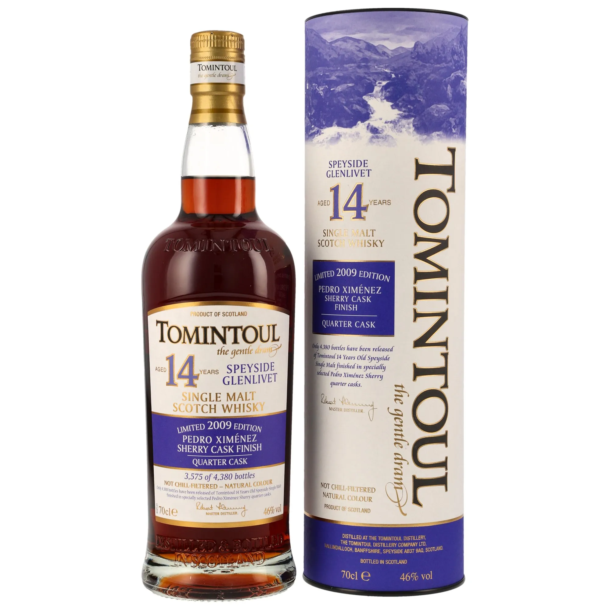 Tomintoul Limited 2009 Edition PX Quarter Cask Finish 14 Year Old, Pedro Ximénez Sherry Quarter Cask, 2023, 46%