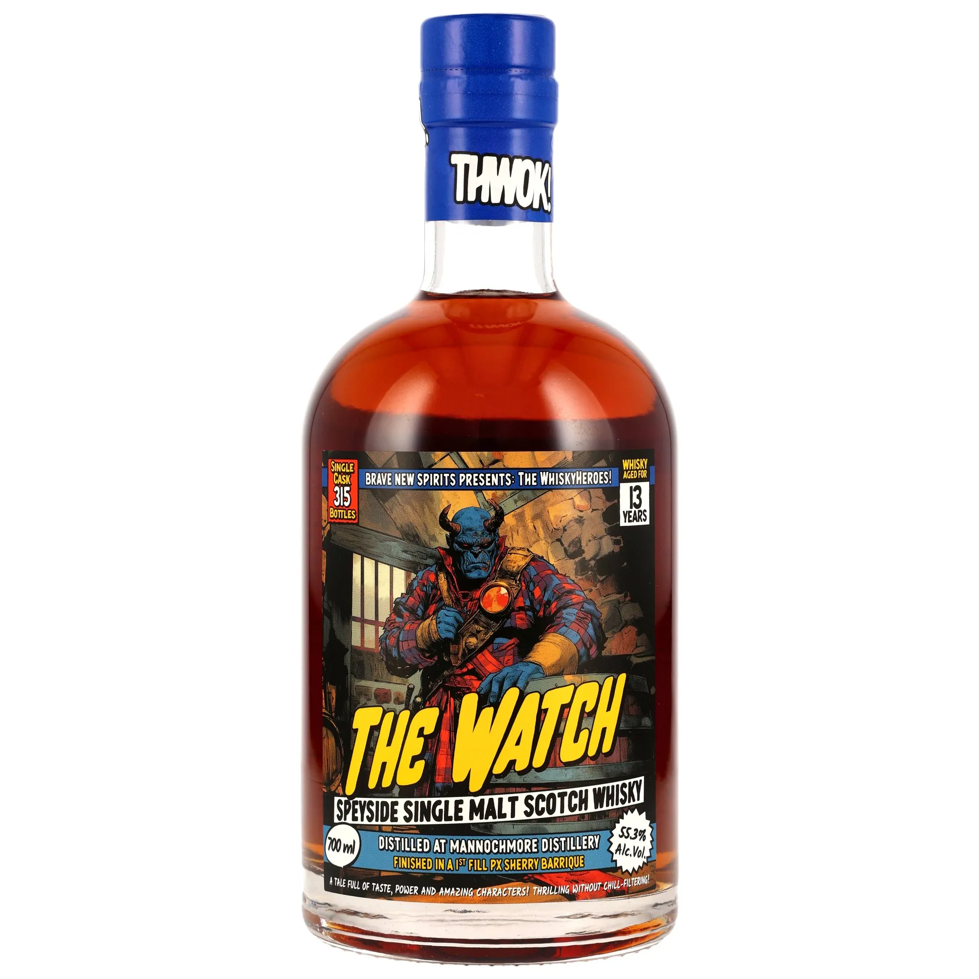 Mannochmore The Watch Whiskyheroes 13 Year Old, PX Sherry Cask, Cask #3313203, Brave New Spirits, 55.3%