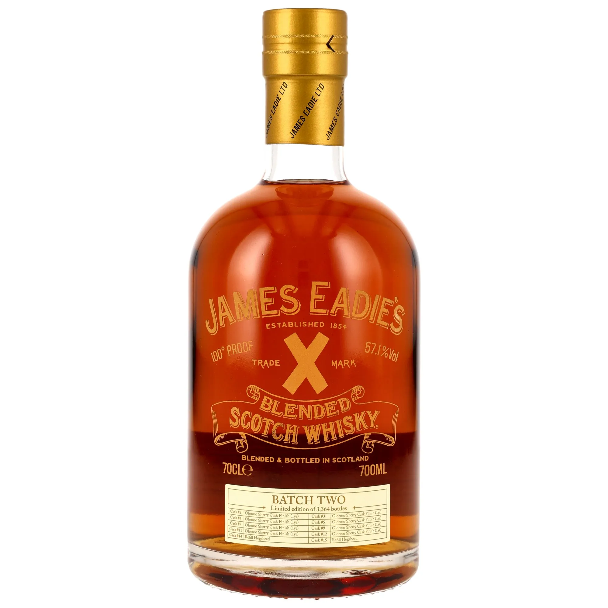 James Eadie Trade Mark X 100 Proof, Sherry Cask & Bourbon Cask, Cask #1, 2, 3, 4, 5, 6, Batch No. 2, James Eadie, 57.1%