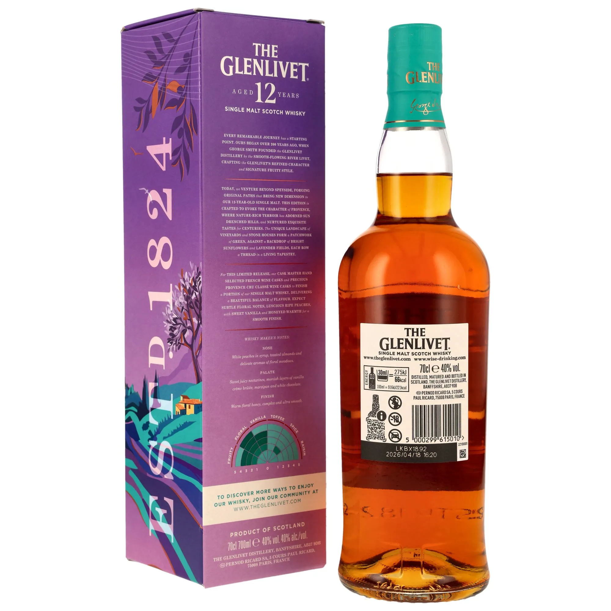 Glenlivet 12 Jahre Provence Edition - French Wine & Provence Cru Classe Wine Casks Finis