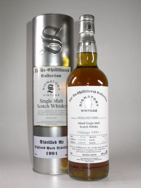 Highland Park 20 Jahre 1991/2012 Sherry Butt Un-Chillfiltered Signatory 46%vol. 0,7l