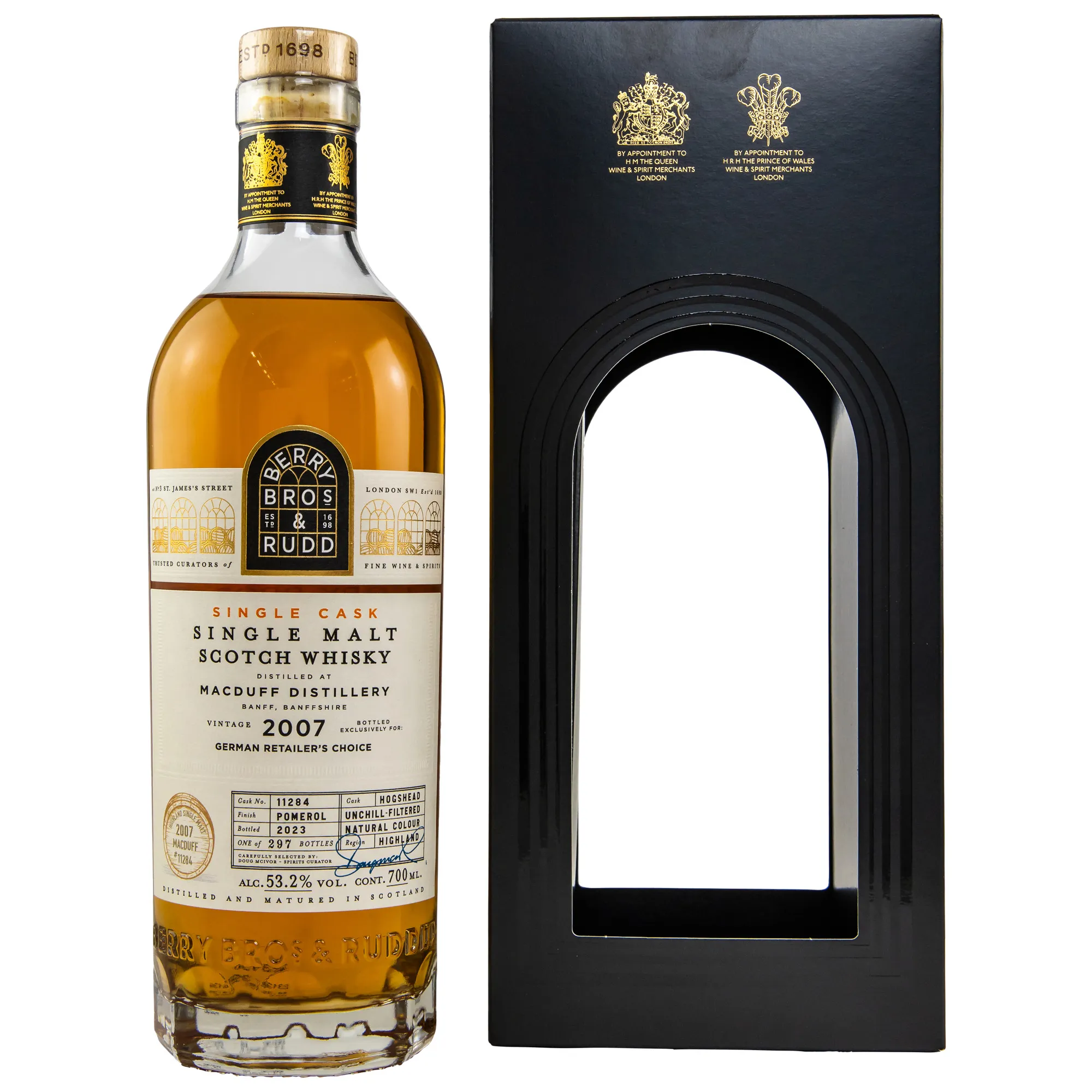 Macduff German Retailers Choice 16 Year Old, Pomerol Cask, Cask #11284, 2007, Berry Bros. & Rudd, 53.2%