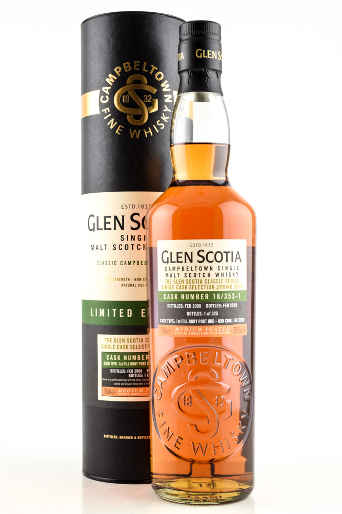 Glen Scotia 2008/2019 1st-fill Ruby Port Hogshead # 18 / 353-1 55.1% vol. 0,7l