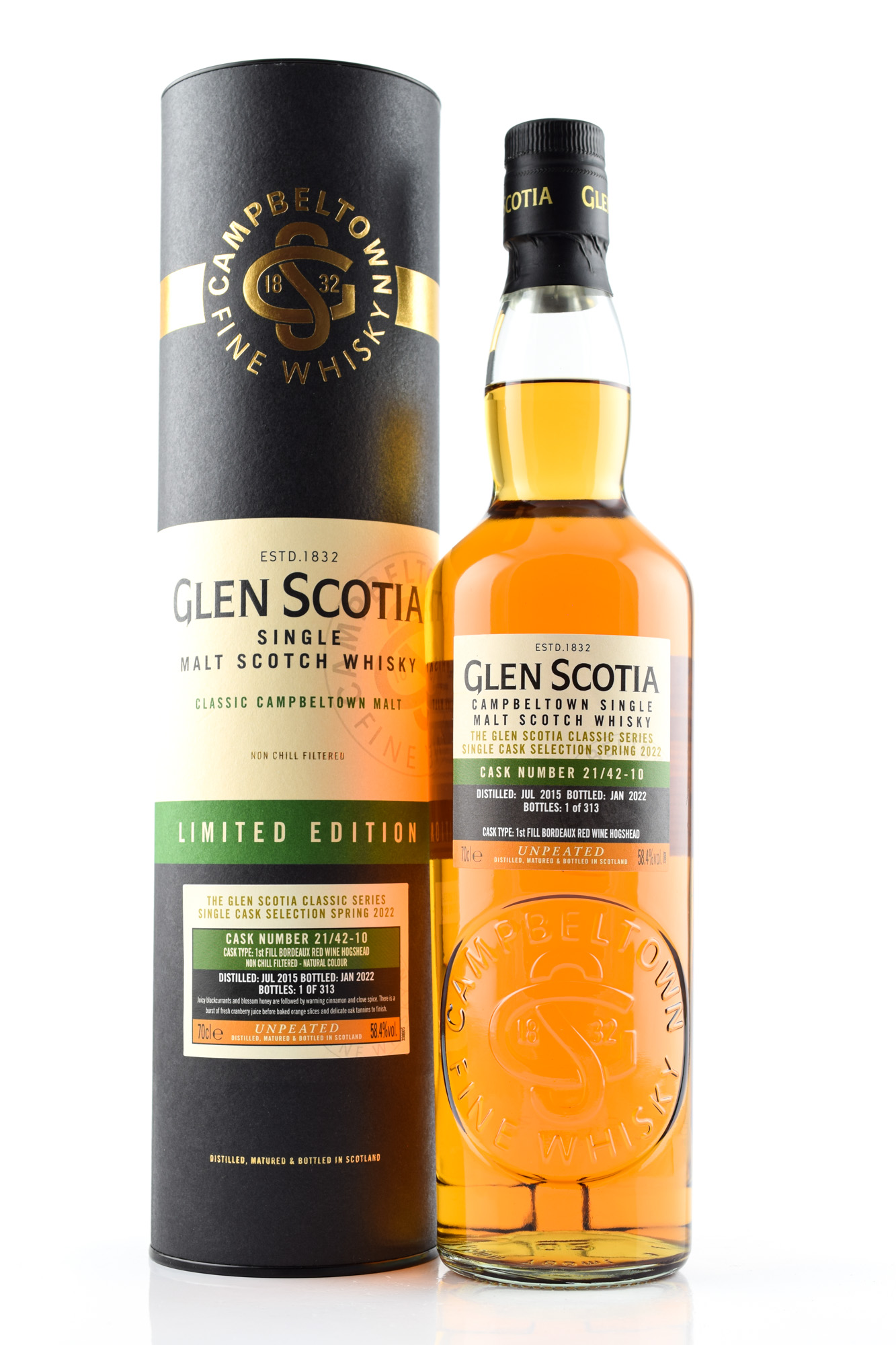 Glen Scotia 2015/2022 1st Fill Bordeaux Red Wine Hogshead #21/42-10 54,4%vol. 0,7l