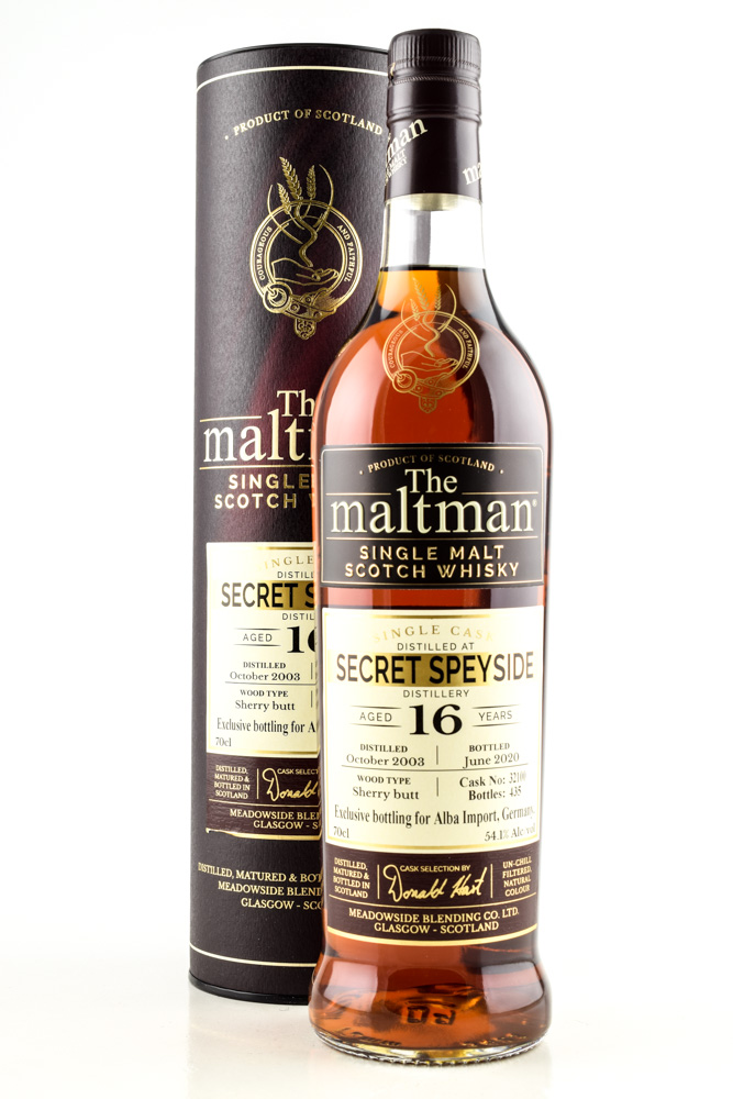 Secret Speyside 16 year old 2003/2020 Sherry Butt #32100 The Maltman 54,1%vol. 0,7l