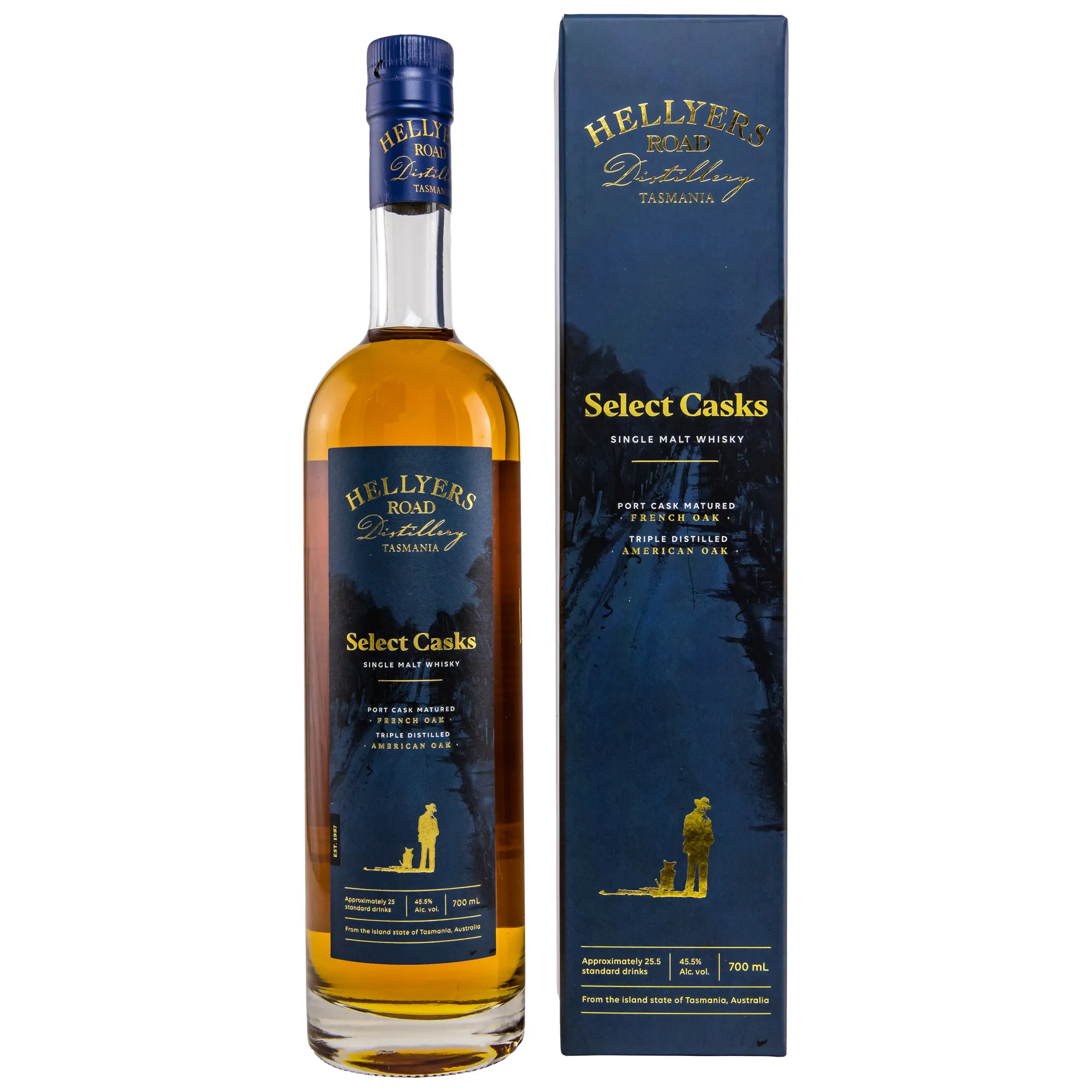 Hellyers Road Distillery Select Cask, Bourbon & Port Cask, 45.5%