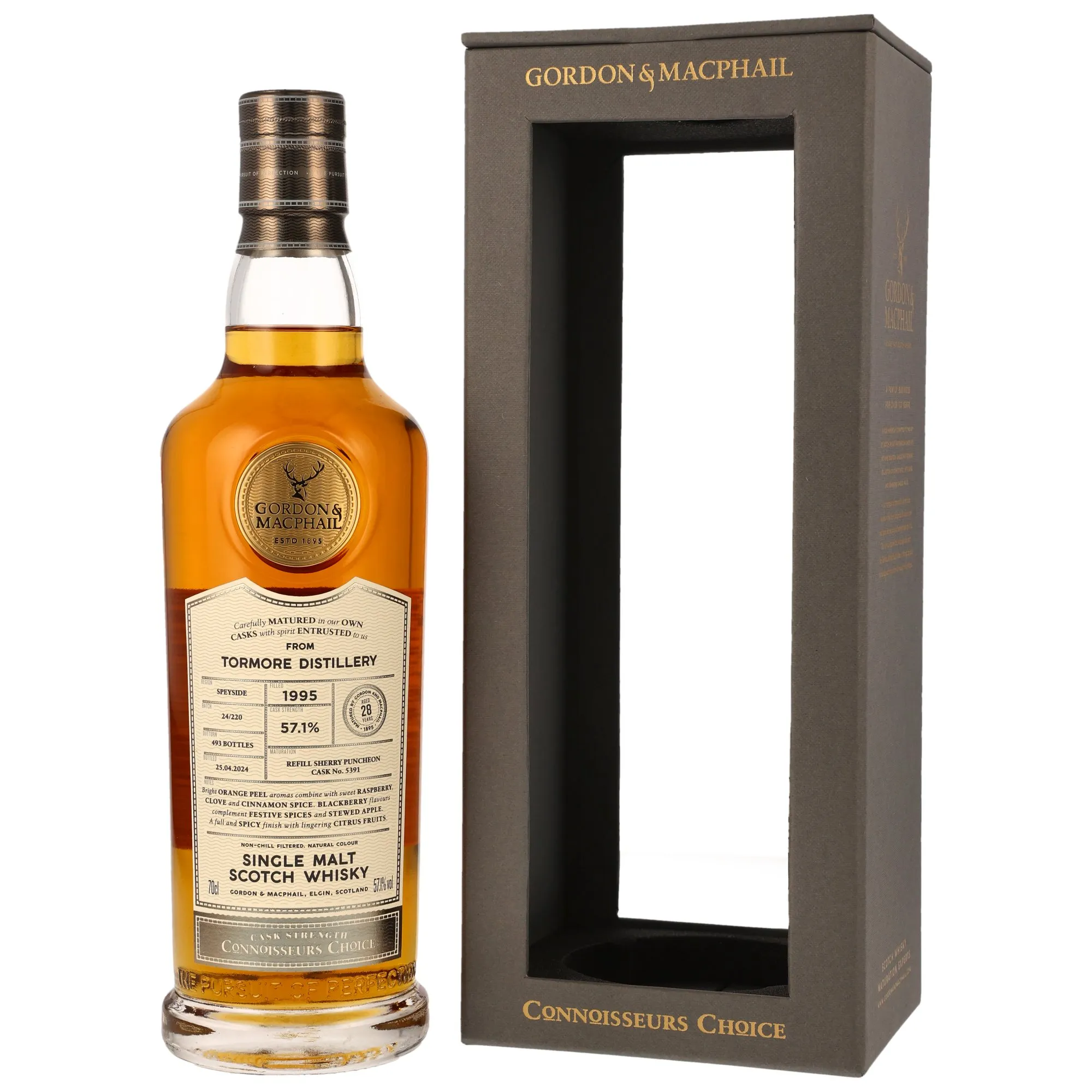 Tormore Connoisseurs Choice 28 Year Old, Refill Sherry Puncheon Cask, Cask #5391, 1995, Gordon & MacPhail, 57.1%