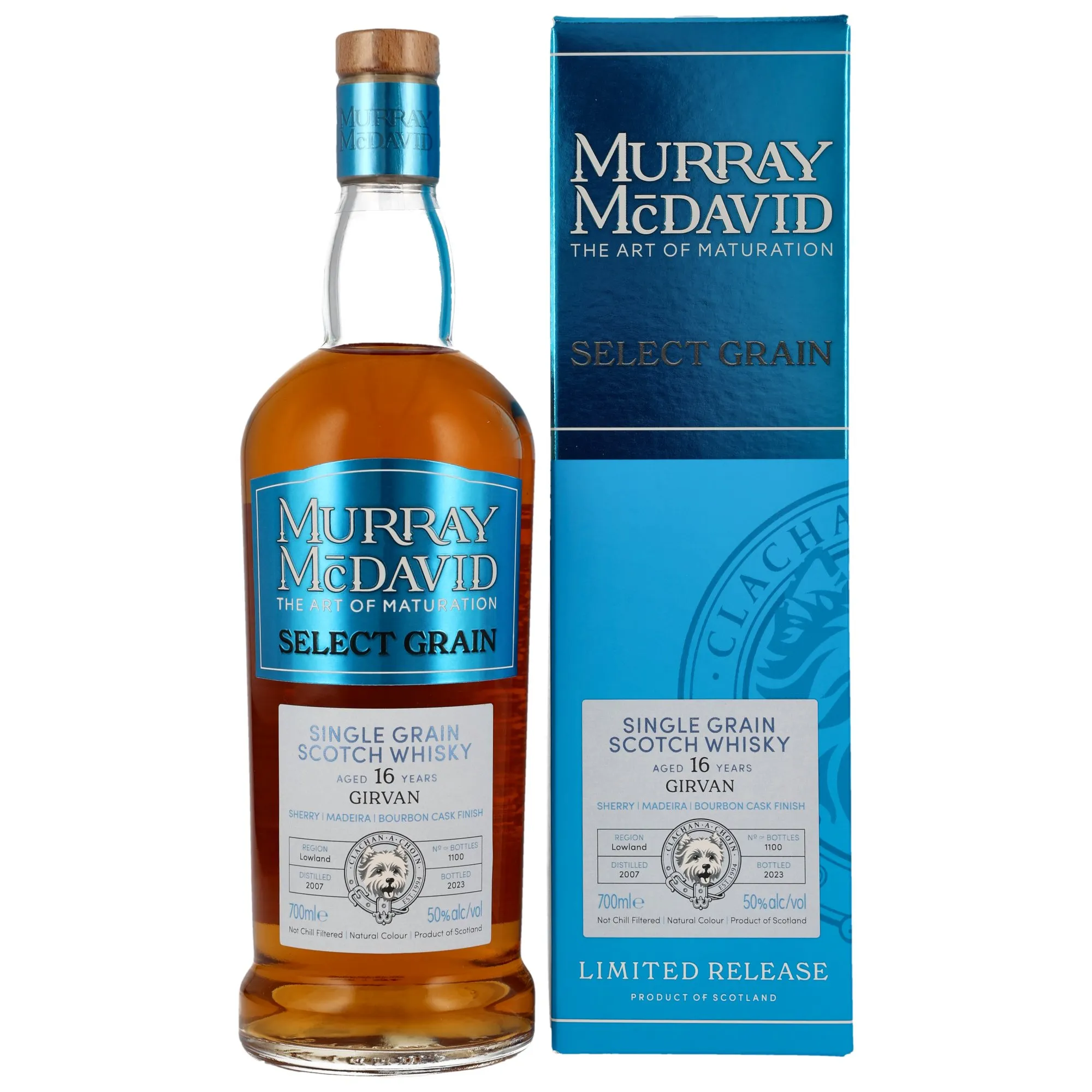 Girvan Select Grain 16 Year Old, Sherry & Madeira & Bourbon Cask, 2007, Murray McDavid, 50%