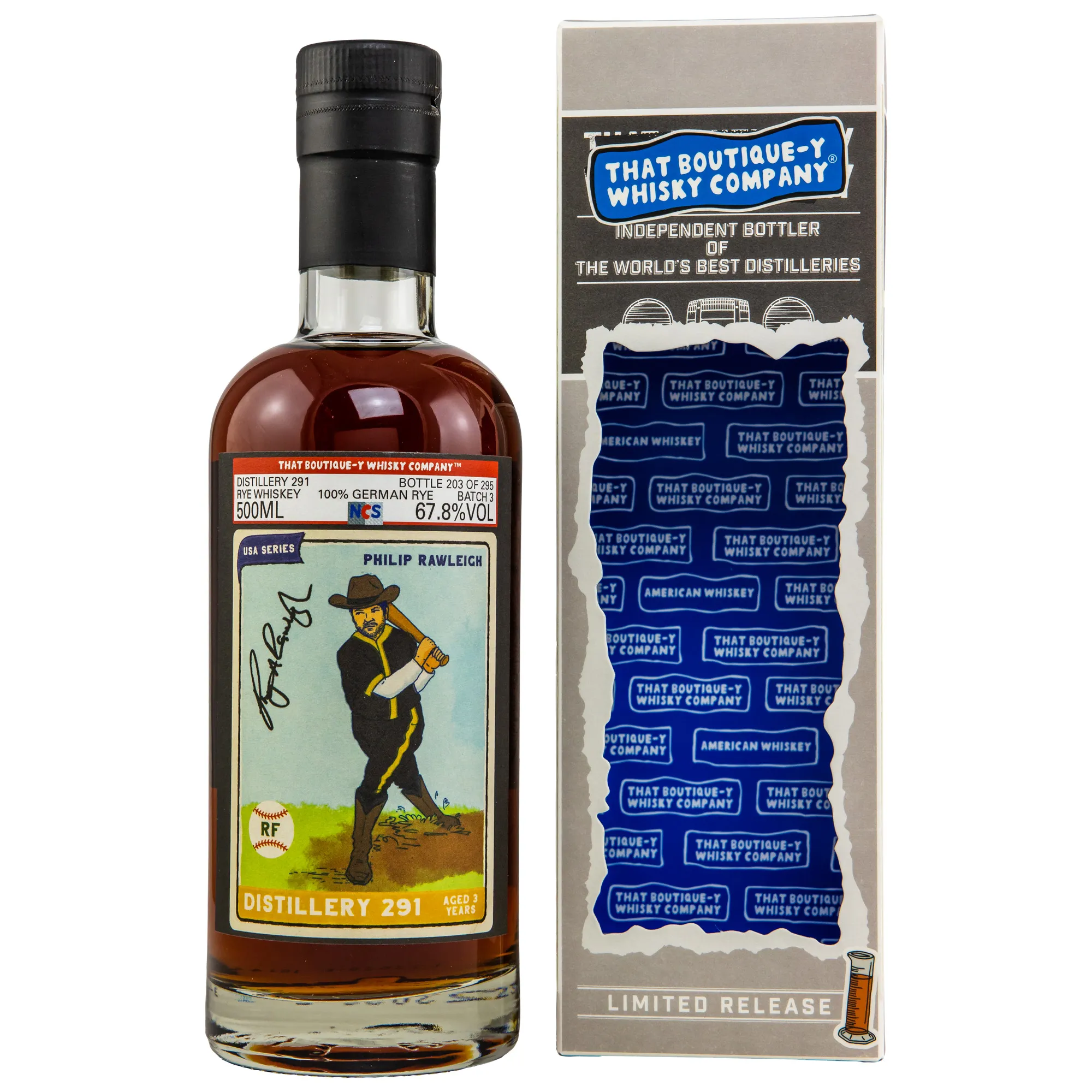 Distillery 291 German Rye, USA Series 3 Year Old, American White Oak Cask, Aspen Staves Finish, Batch No. 3, That Boutique-y Whisky Company, 67.8%