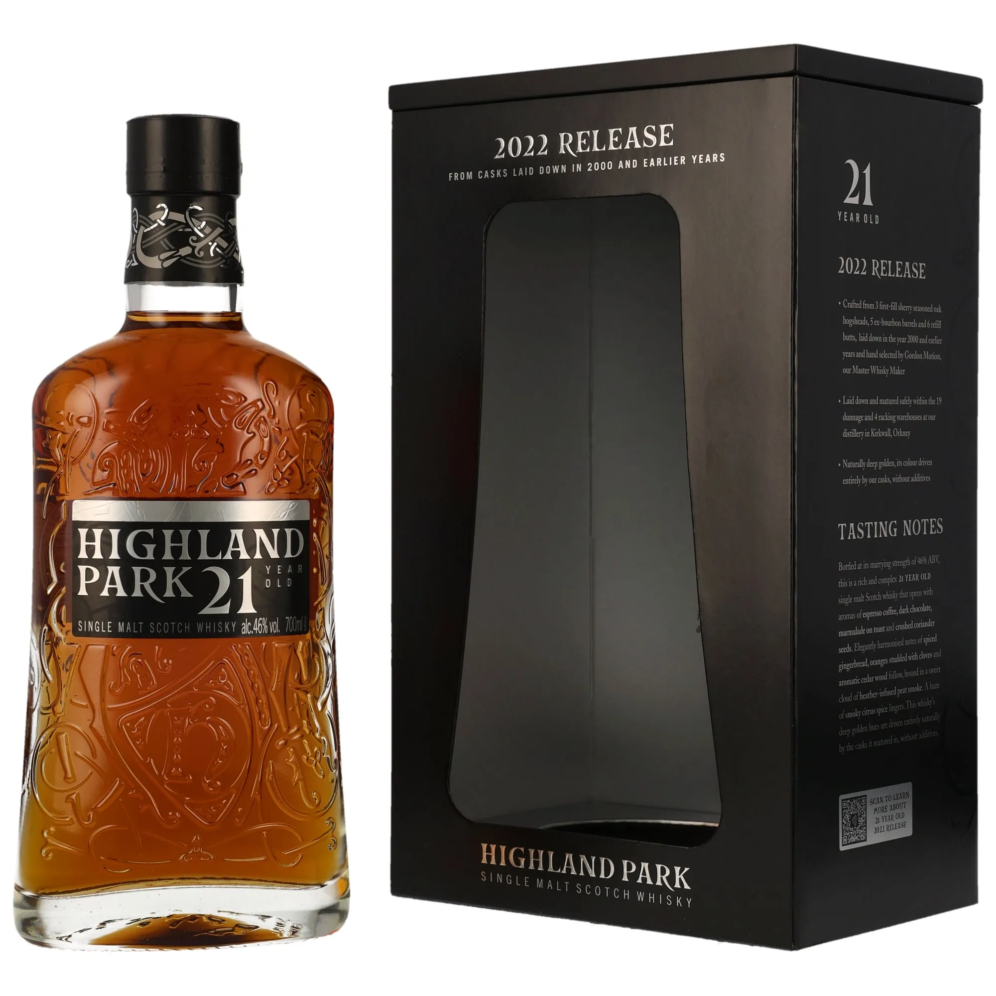 Highland Park 21 Year Old, Sherry Seasoned European Oak Hogshead & Ex-Bourbon Barrel Cask, 2022, 46%