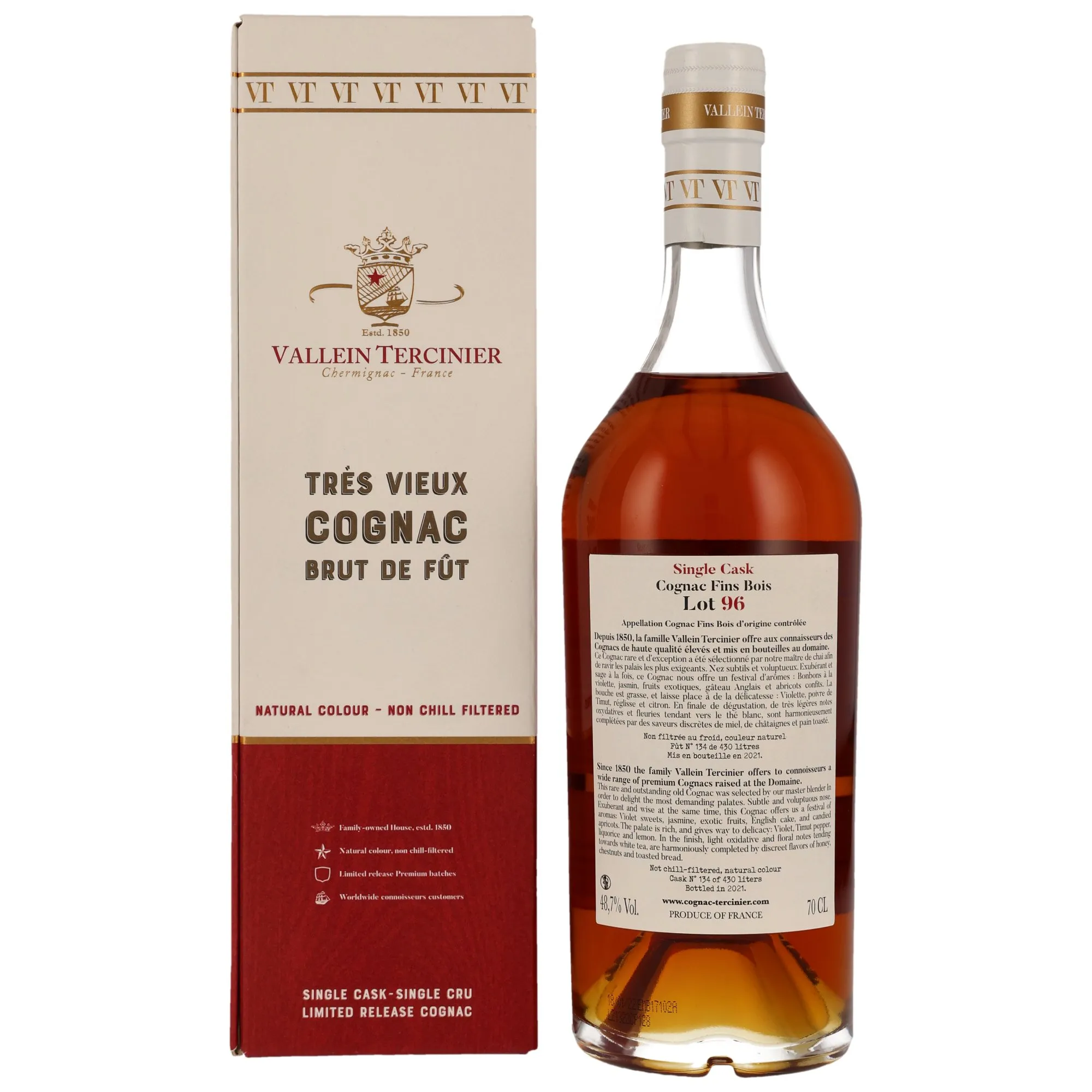 Vallein Tercinier Fins Bois Lot 96 Single Cask No. 134