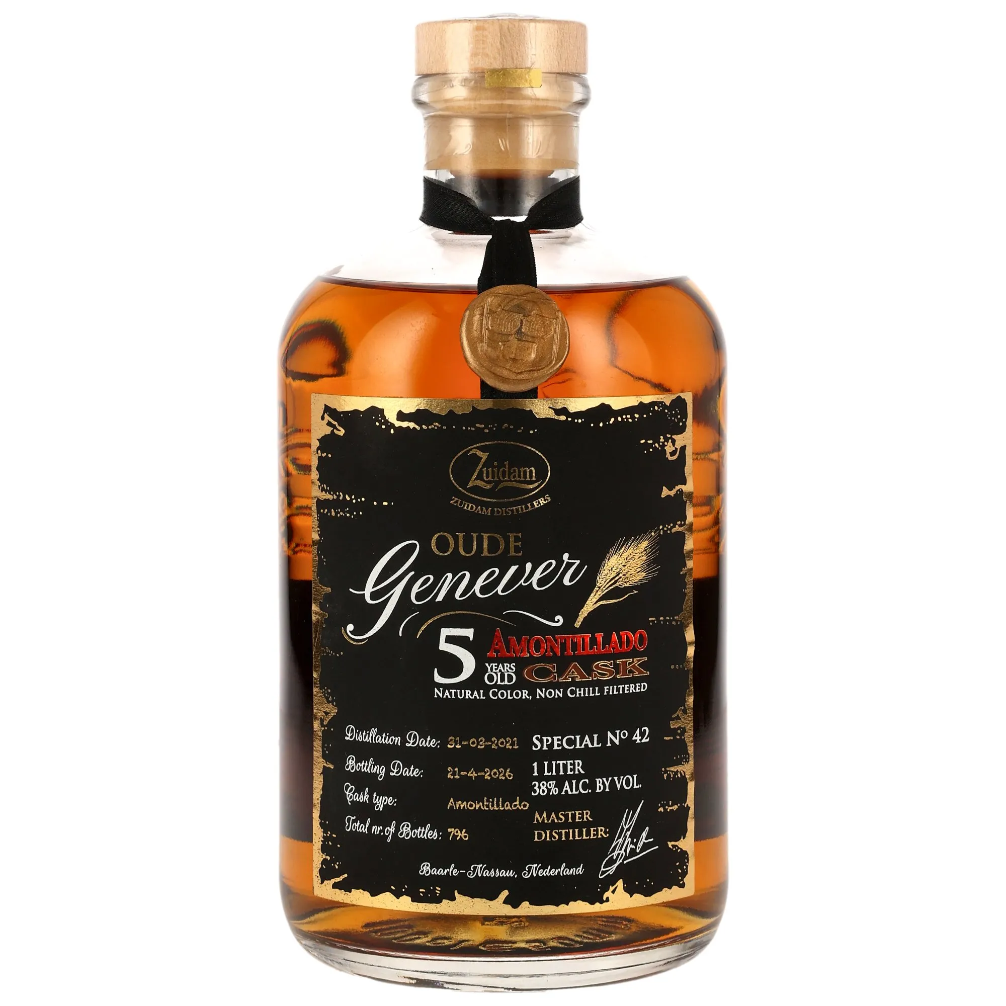 Zuidam Oude Genever 2021/2026 - 5 Year Old - Amontillado Cask Special No 42 - LITER