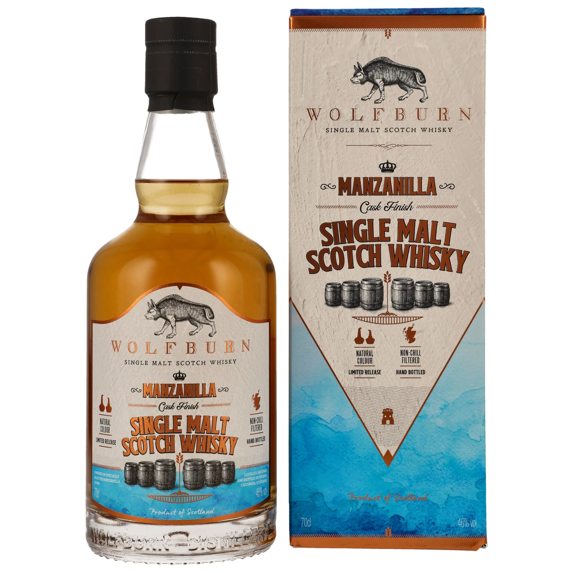 Wolfburn Manzanilla Cask Finish, Bourbon & Manzanilla Sherry Cask, 2024, 46%