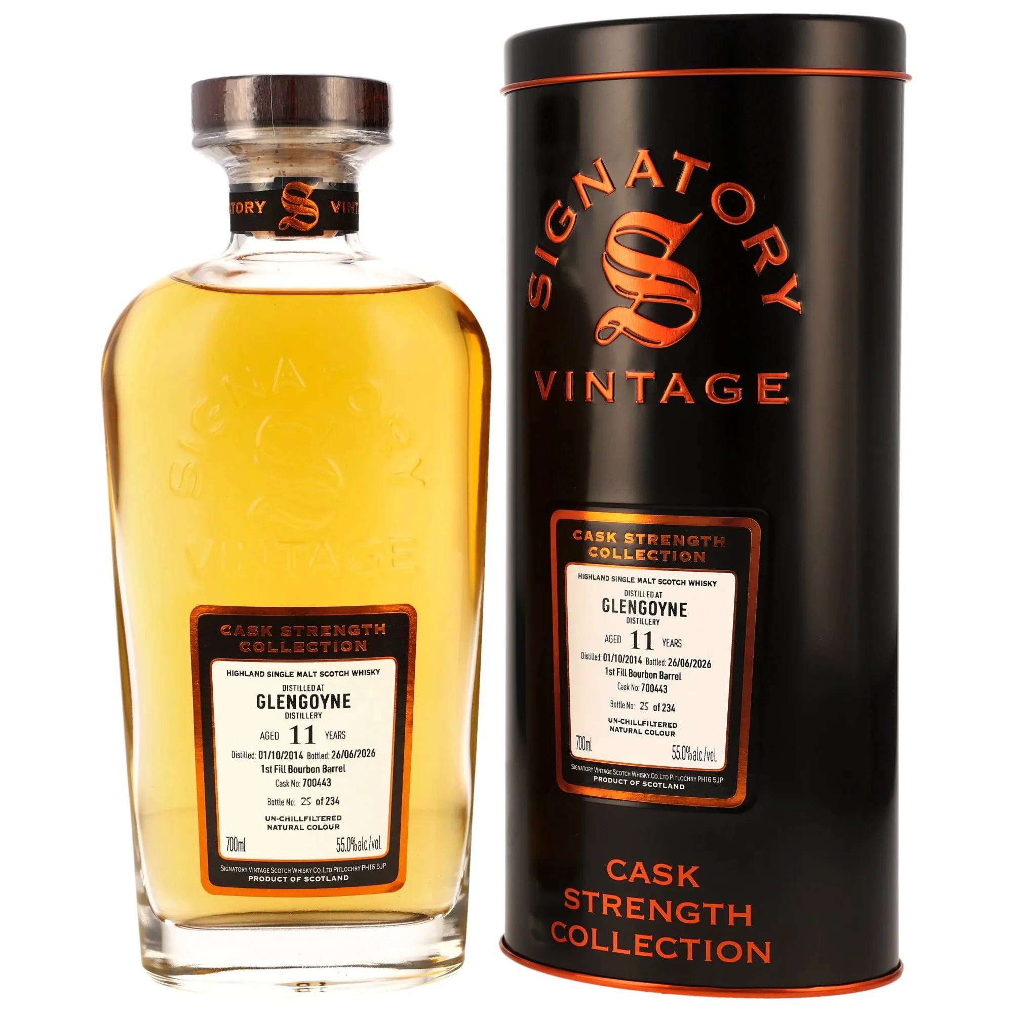 Glengoyne 11 Jahre 2014/2026 1st-fill Bourbon Barrel #700443 Signatory Cask Strength Coll.