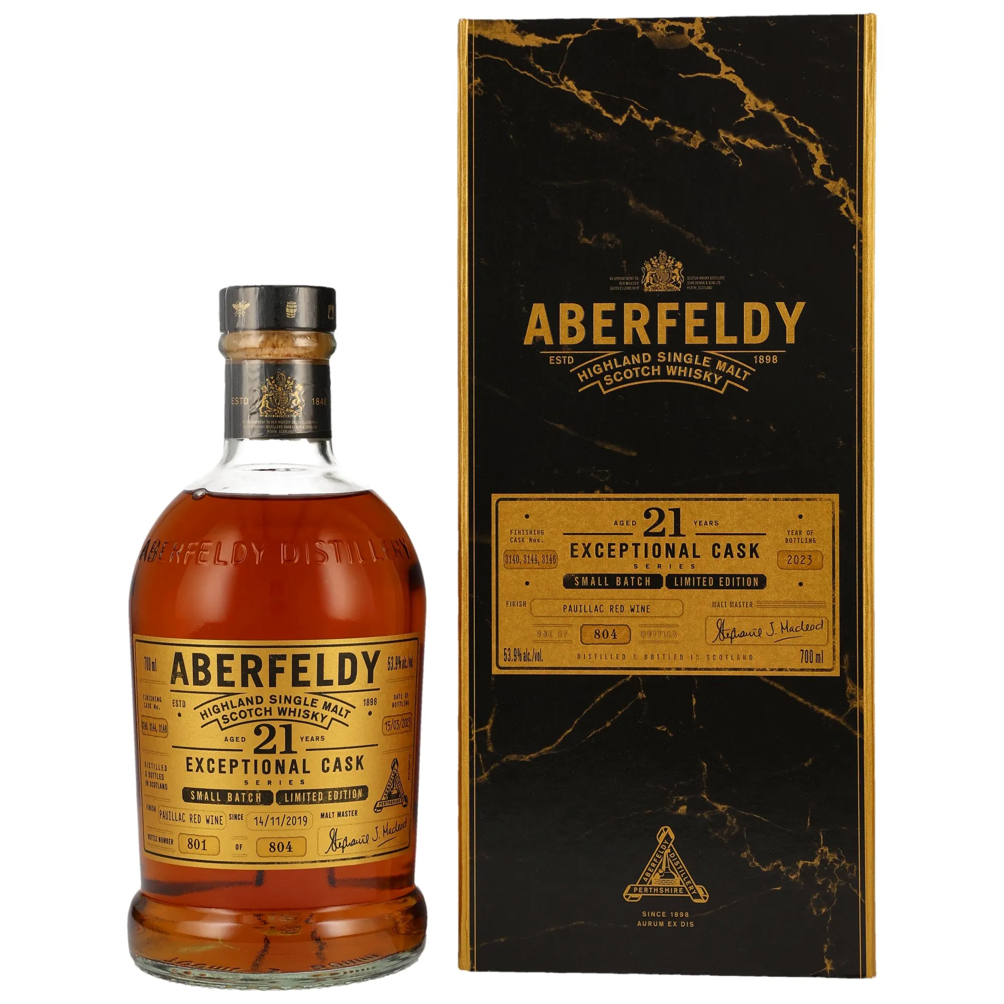 Aberfeldy Exceptional Cask for Germany Pauillac Redwine Cask 21 Year Old, Pauillac Red Wine Cask, Batch No. 804, 2023, 53.9%