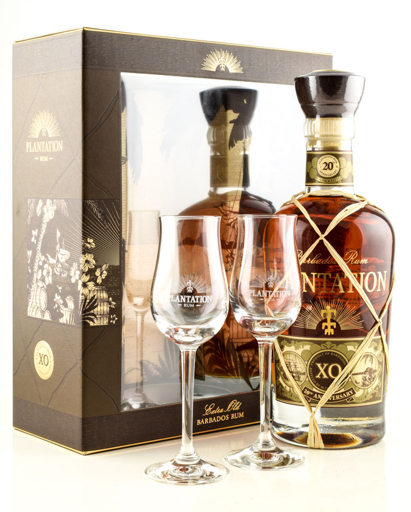 Plantation Barbados XO 20th Anniversary 40%vol. 0.7l with 2 glasses Plantation Barbados XO 20th Anniversary 40%vol. 0.7l with 2 glasses