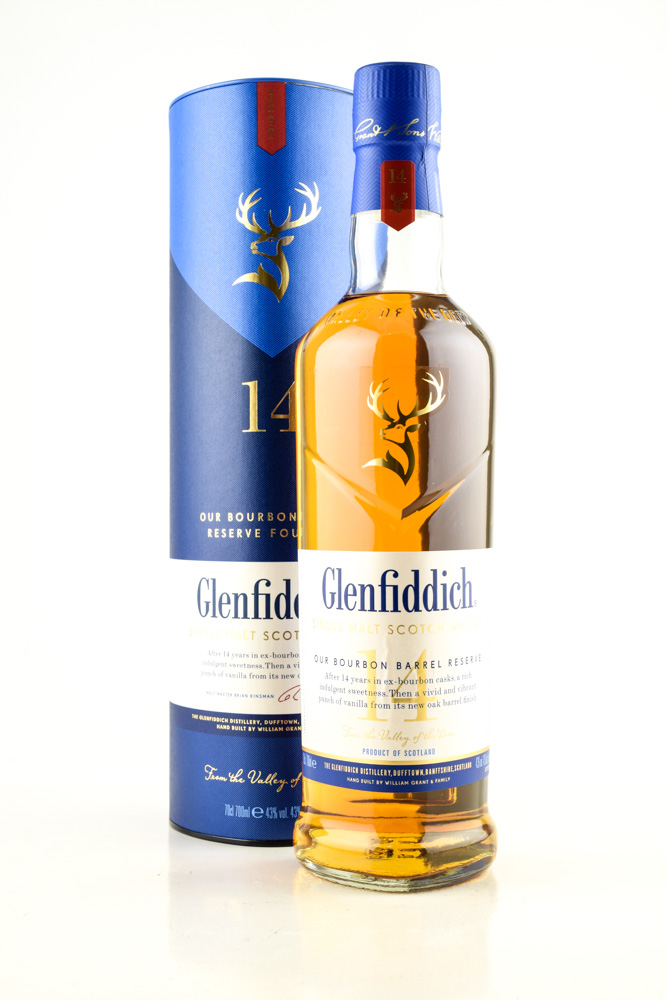 Glenfiddich 14 Year Old Bourbon Barrel Reserve Single Malt, Ex-Bourbon & New American Oak Cask, 2015, 43%