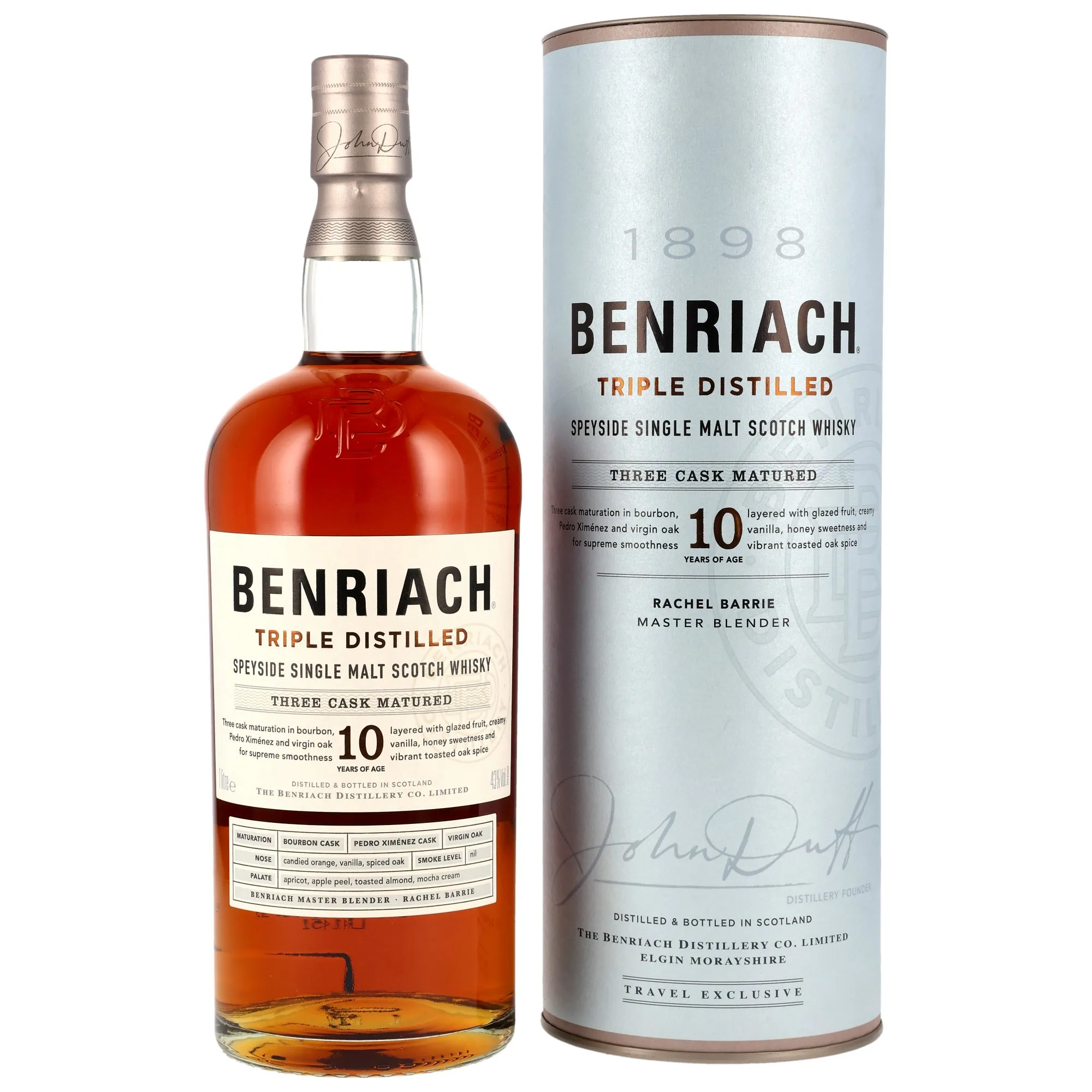 Benriach 10 Year Old Triple Distilled, Bourbon, PX & Virgin Oak Cask, 2021, 43%
