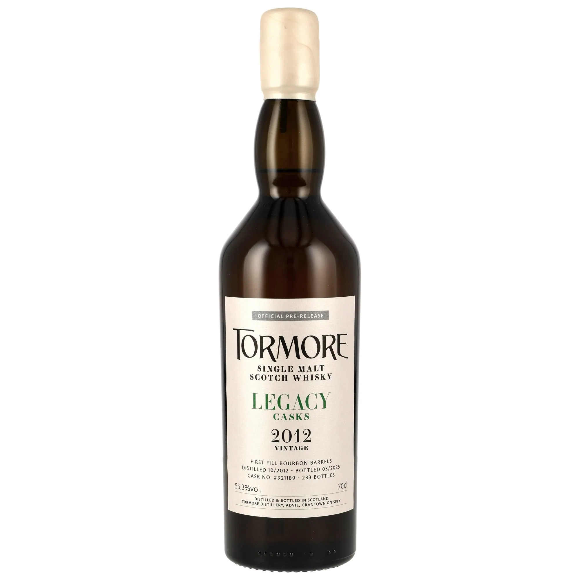 Tormore Legacy Cask 12 Year Old, Bourbon Cask, Cask #921189, 2012, Elixir Distillers, 55.3%